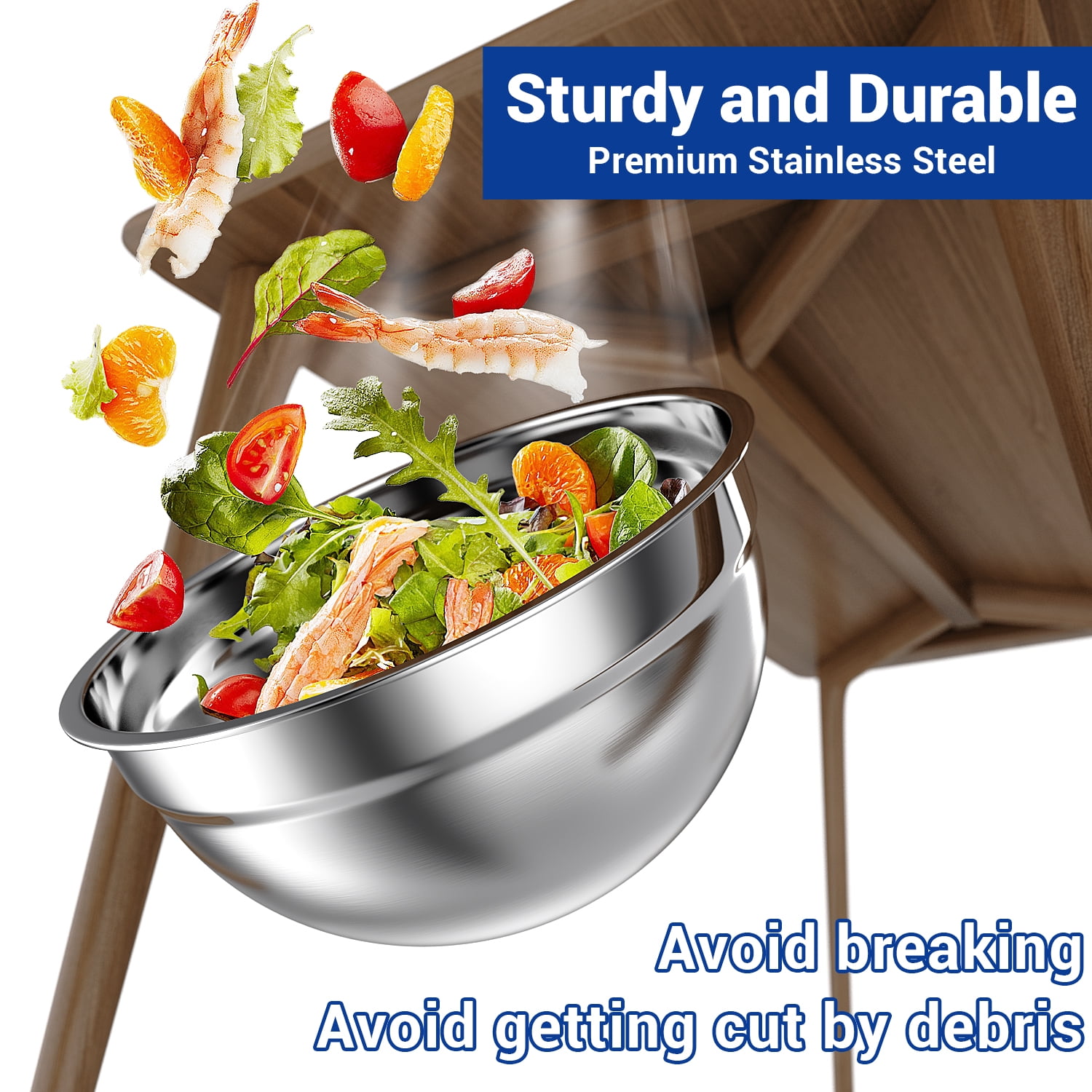 TINANA Stainless Steel Mixing Bowls with Lids, Nesting Kitchen Prep Bowls Set (Multicolor, 6 Pack, 0.75 to 4.5 qt) jzt5v