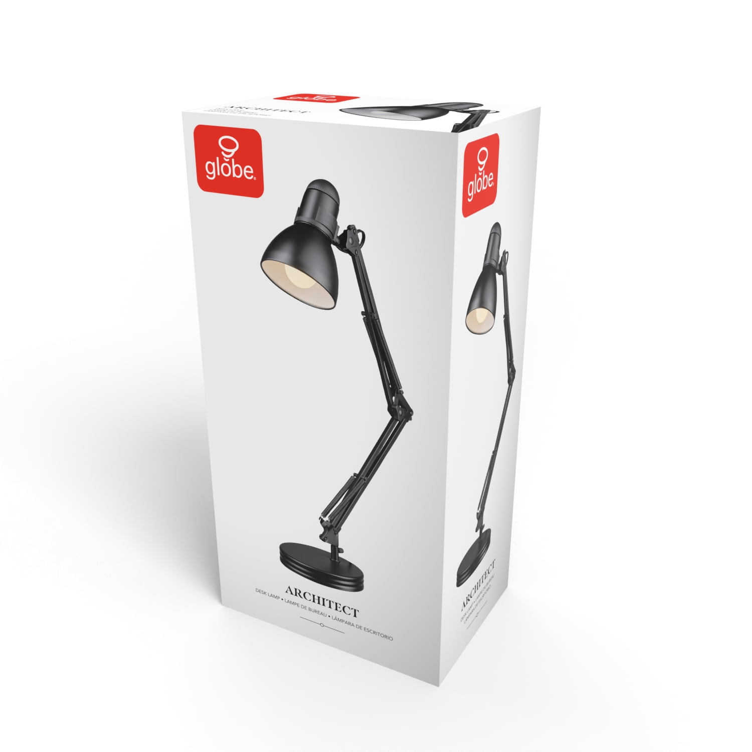 Globe Electric Architect Swing Arm Desk Lamp, Adjustable Heavy Base Task Light (Black, 28 in) zyezs