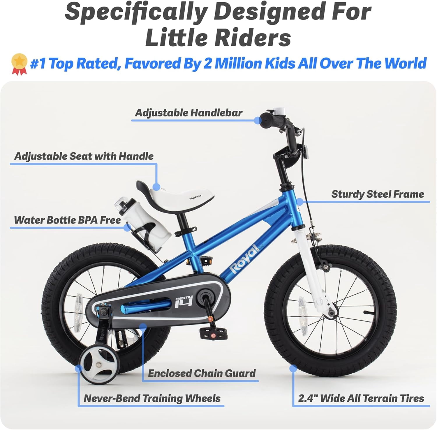 Royal Baby Freestyle Kids Bicycle (Blue, 16 in) 7tz5k