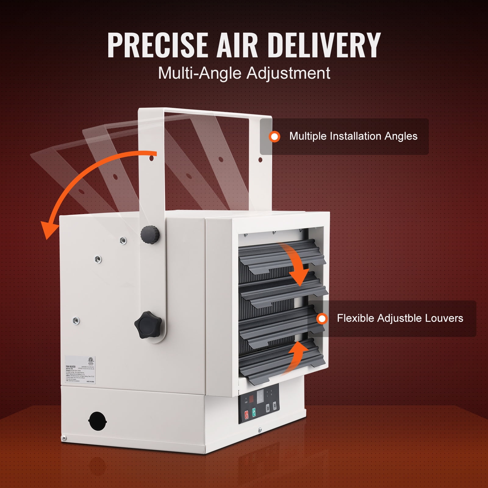 VEVOR Electric Garage Heater, 5000W Digital Space Heater with Remote Control (White, Wall/Ceiling Mount) 27q60 - Image 9