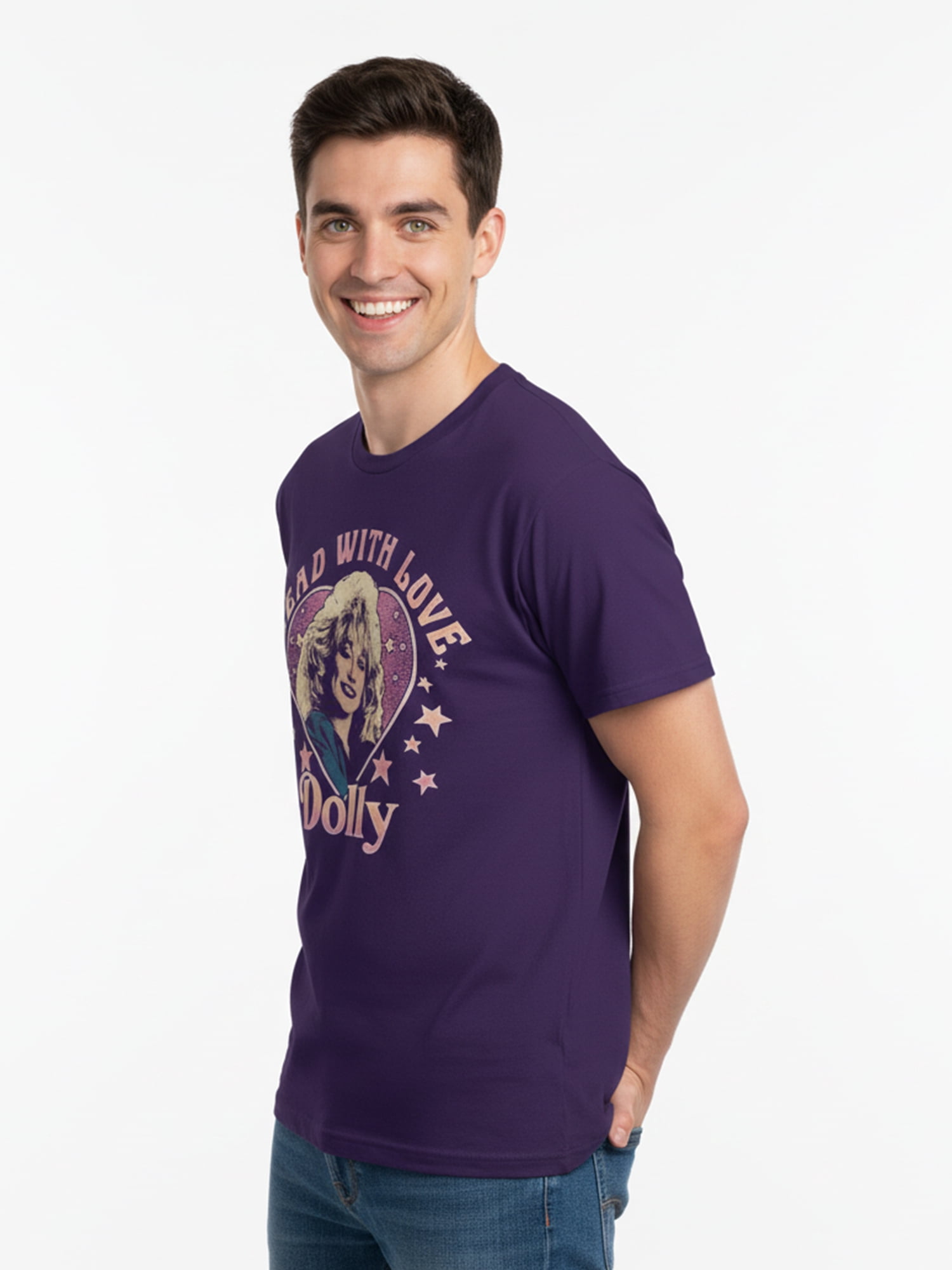 Dolly Parton Men's Pride Graphic Tee Lead With Love (Black, S-3XL) sioff