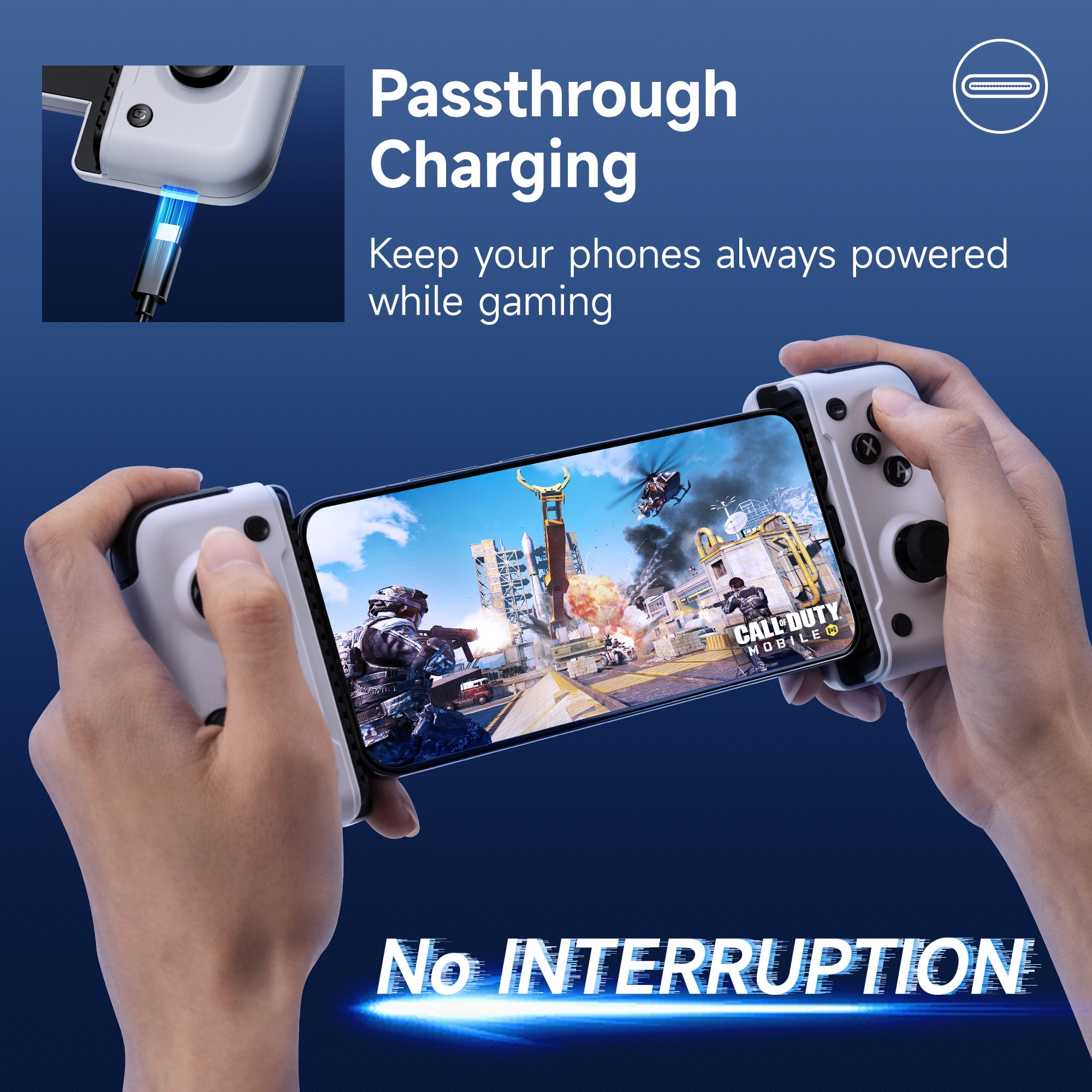 EasySMX USB-C Mobile Gaming Controller for iPhone 15/16 and Android, Hall Effect Triggers, Programmable Buttons (White, 6.81 in) kgxm1