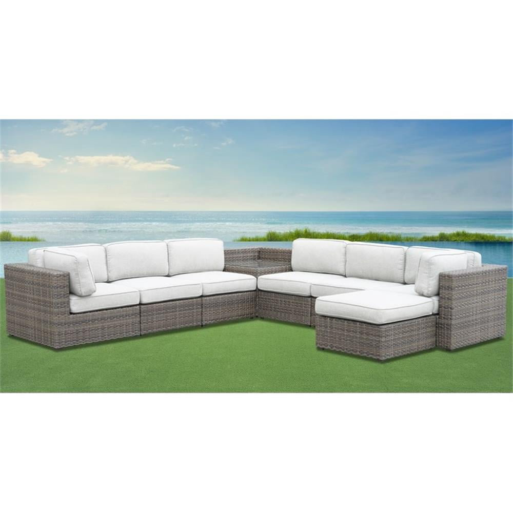 Bowery Hill Contemporary 7-Piece Wicker Sectional Set (Driftwood Gray, 7-Piece) ybcp9