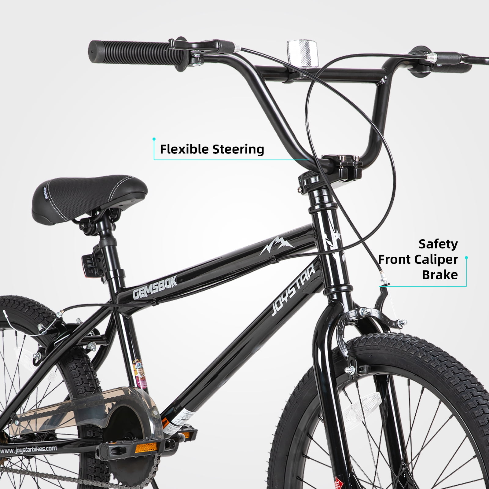 Joystar 20 Inch Kids BMX Bike Freestyle Beginner Bicycle with Dual Hand Brakes and Pegs (Black, 20 in) mryia