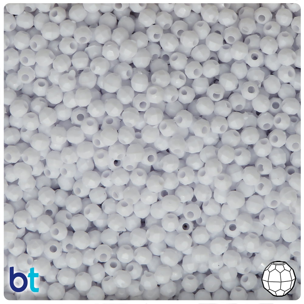 Beadtin Faceted Round Plastic Beads, Bright White Opaque Craft Supplies (4mm, 1350 Count) 0d3x8