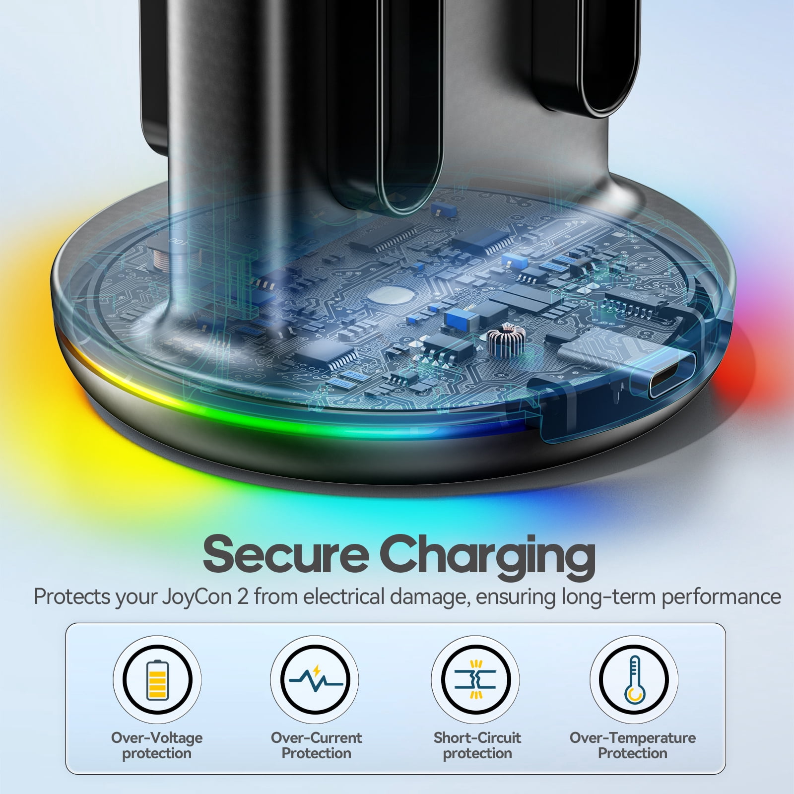 Kytok Switch 2 Joy-Con Charging Dock Station with Magnetic Bi-Directional Design and 9 RGB Lighting Modes (4-in-1) 0094x