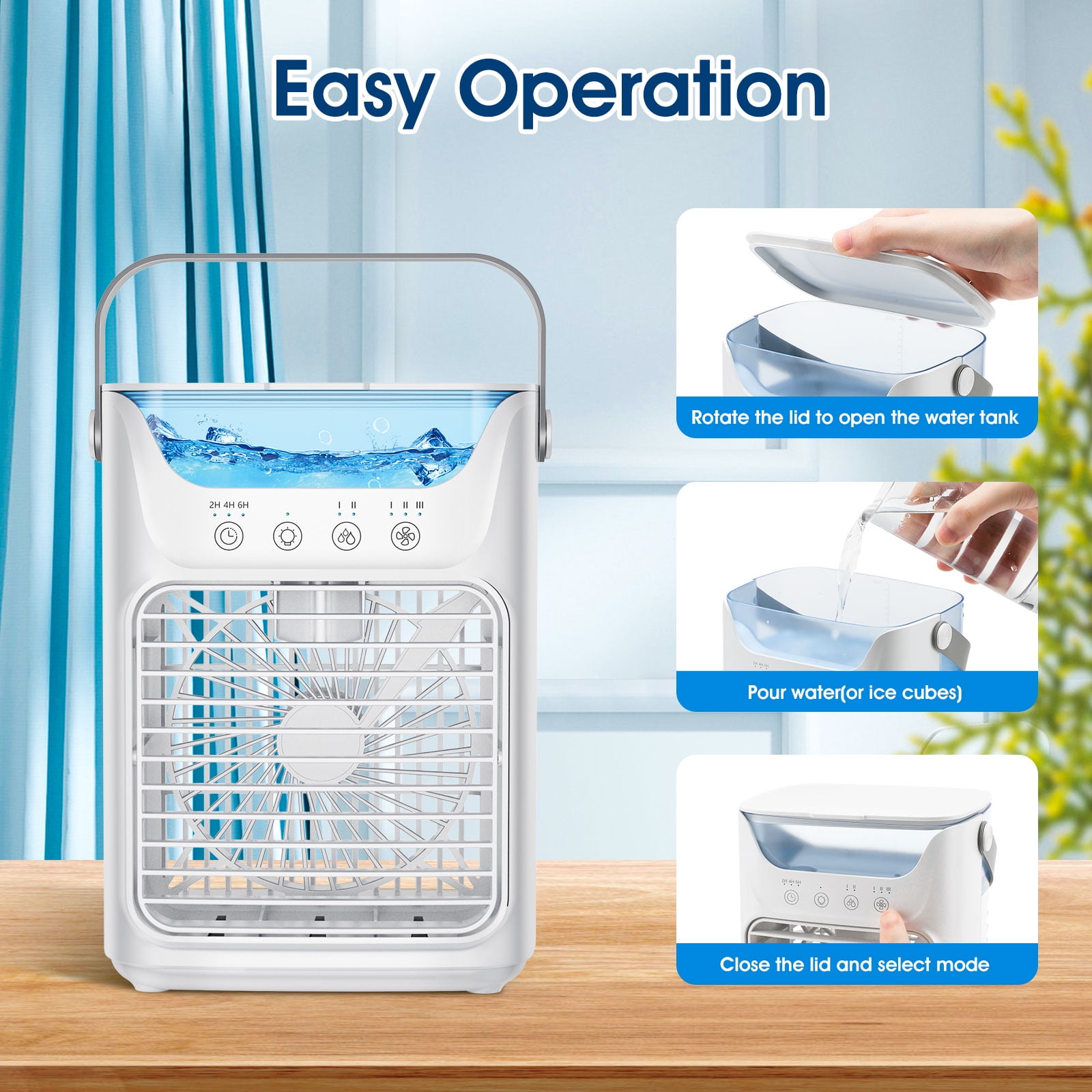 AITREE Portable Air Conditioner 3-in-1 Personal Cooling Fan with Humidifier and Mist (White, 23.67 fl oz) 6e6x3