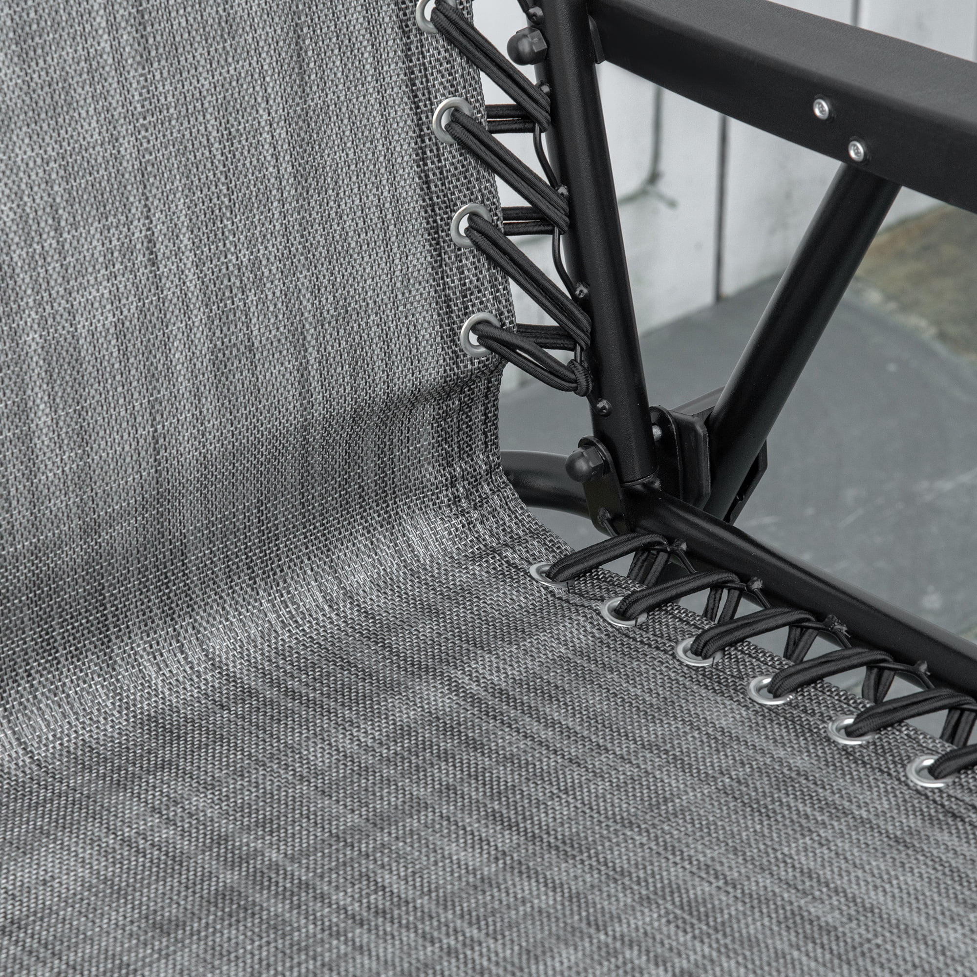 AsterOutdoor Patio Folding Bungee Sling Chair with Armrests, Portable Outdoor Lawn Chair for Camping and Backyard (Gray, 25 in x 35 in x 40 in) dp445