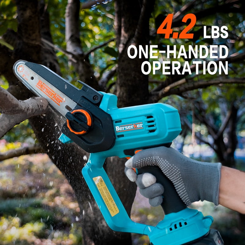 BERSERKER 6-Inch 20V Cordless Mini Chainsaw with 2x 2.0Ah Batteries and Charger (Blue, 6 in) msh63