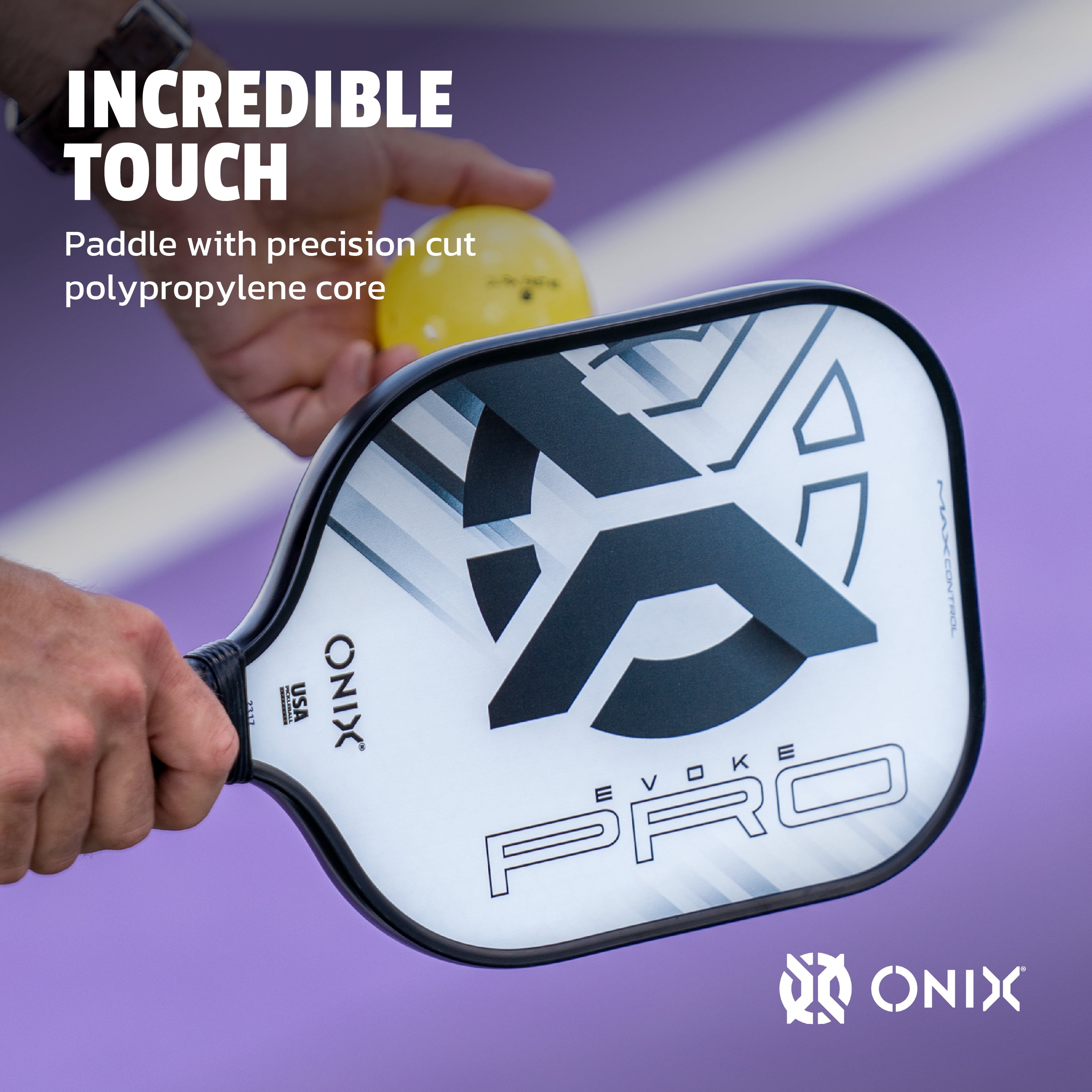 Onix Evoke Pro Pickleball Paddle with Composite Face and Polypropylene Core (Black, 8.2 oz) jkcj6