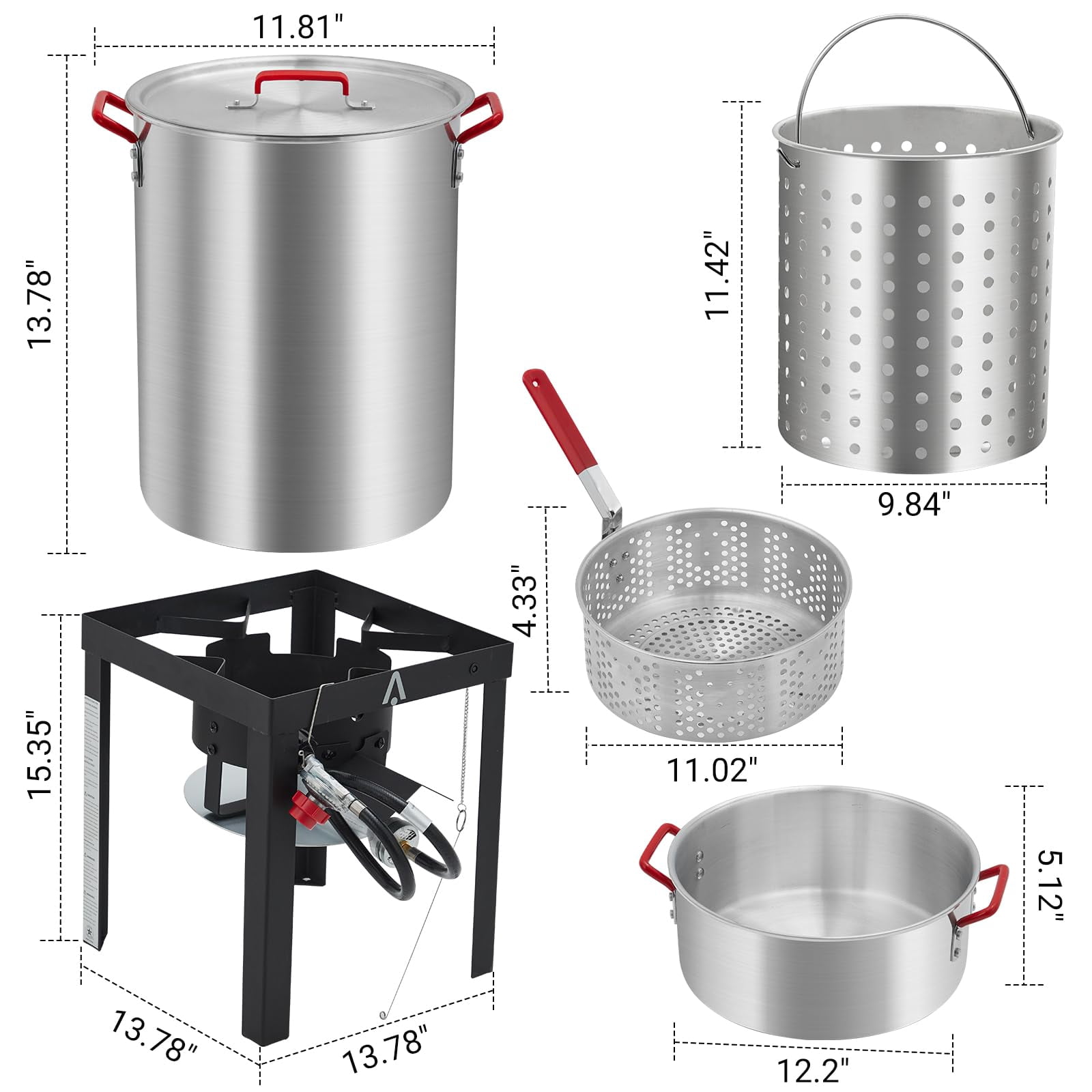 Broadfashion Outdoor Propane Turkey Fryer and Fish Fryer Combo Set (30 Qt and 10 Qt) oicpk