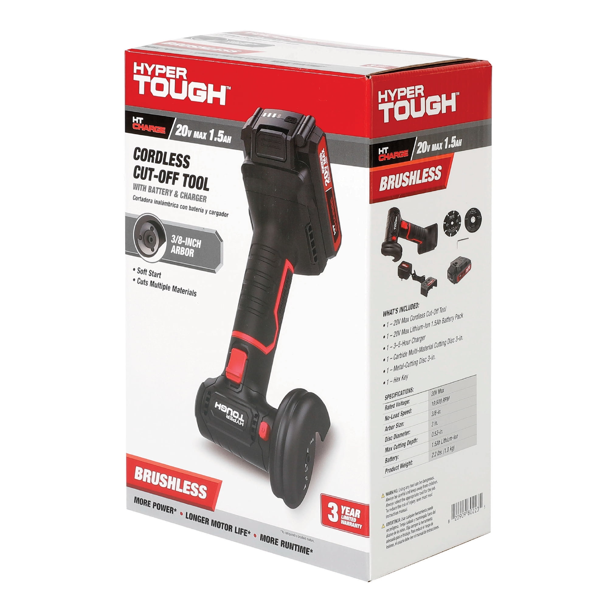 Hyper Tough 20V Max Brushless Cordless Cut-Off Tool with 3-inch Disc (1.5Ah Battery and Charger Included) 9h28z