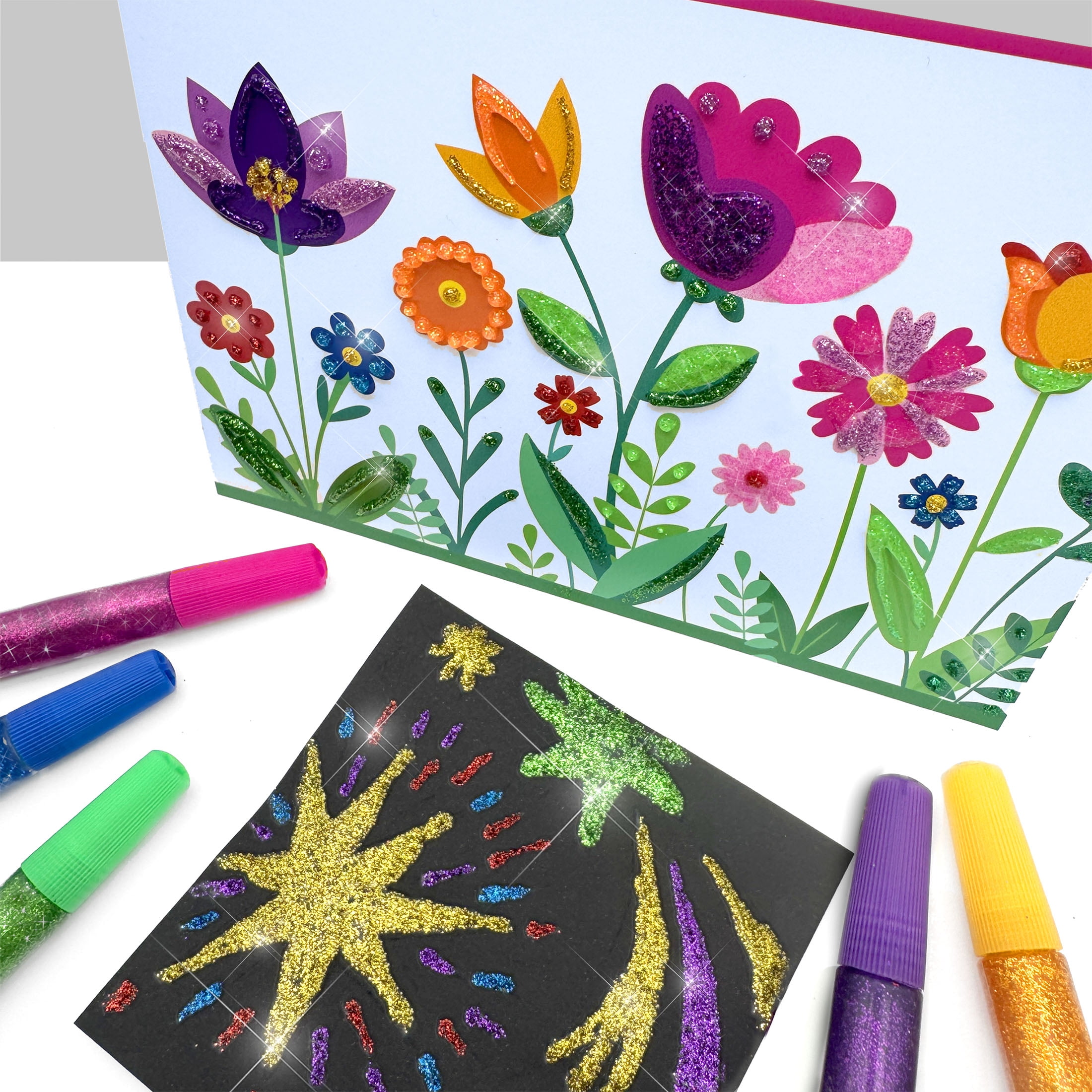 Hello Hobby Glitter Glue Pens for Arts and Crafts, Non-Toxic Adhesive Set (Assorted Colors, 12 Pack) ewcxh