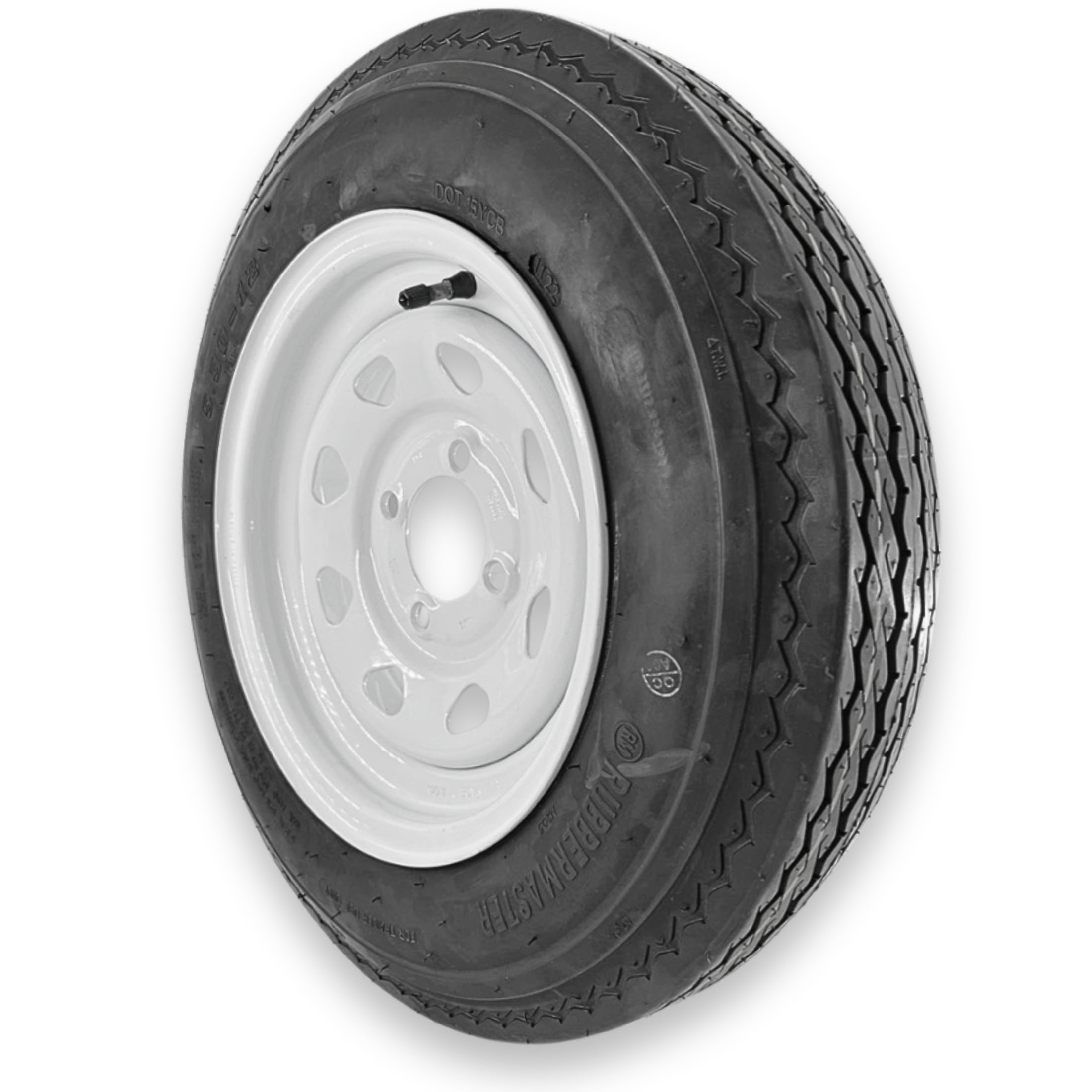 RubberMaster 5.30-12 4 Ply Highway Rib Tire and Wheel Assembly (White, 4 on 4 Bolt Pattern) tb3nr