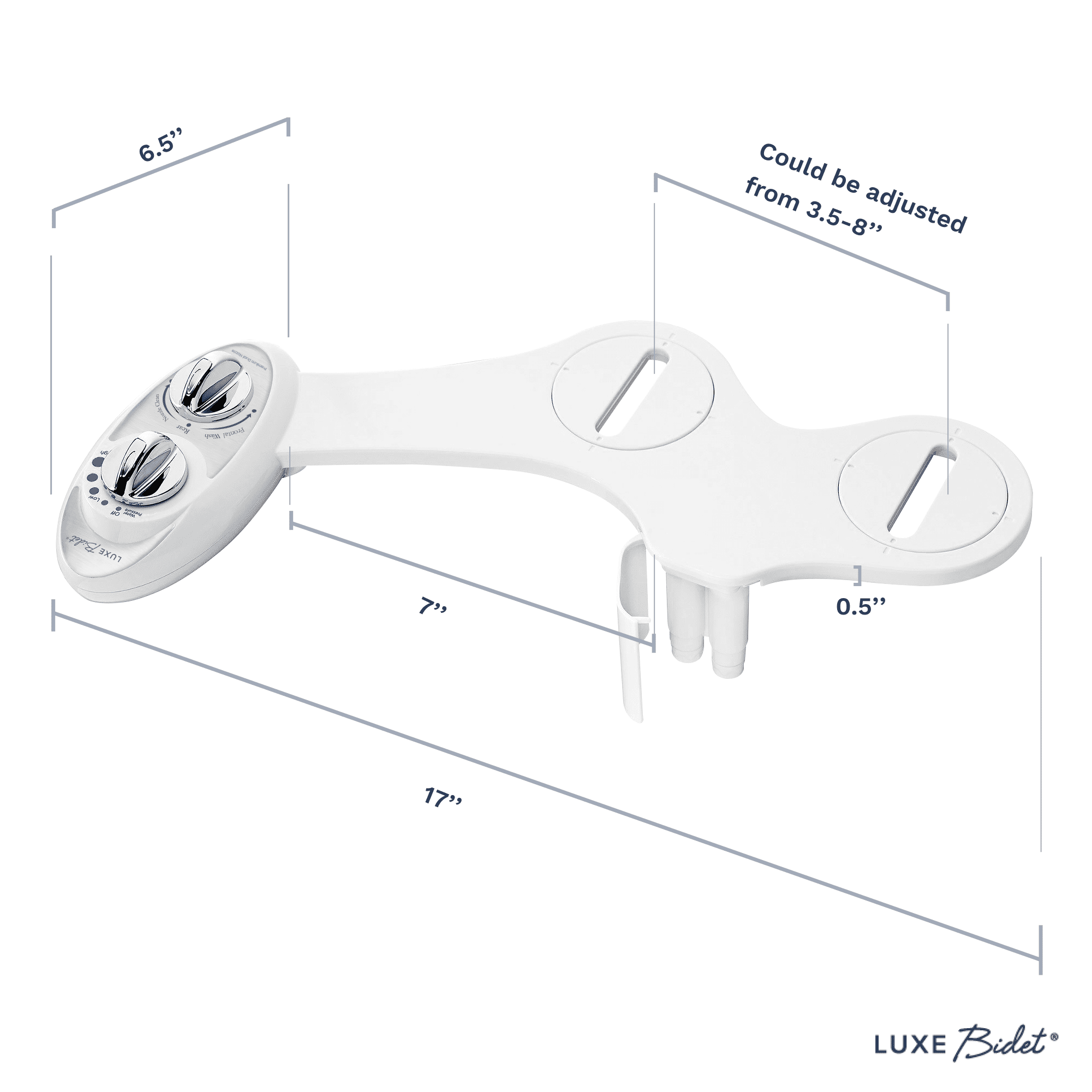 LUXE Bidet W85 Dual Nozzle Non-Electric Toilet Seat Attachment with Self-Cleaning Function (Pearl Gray, 1 Unit) pyixf