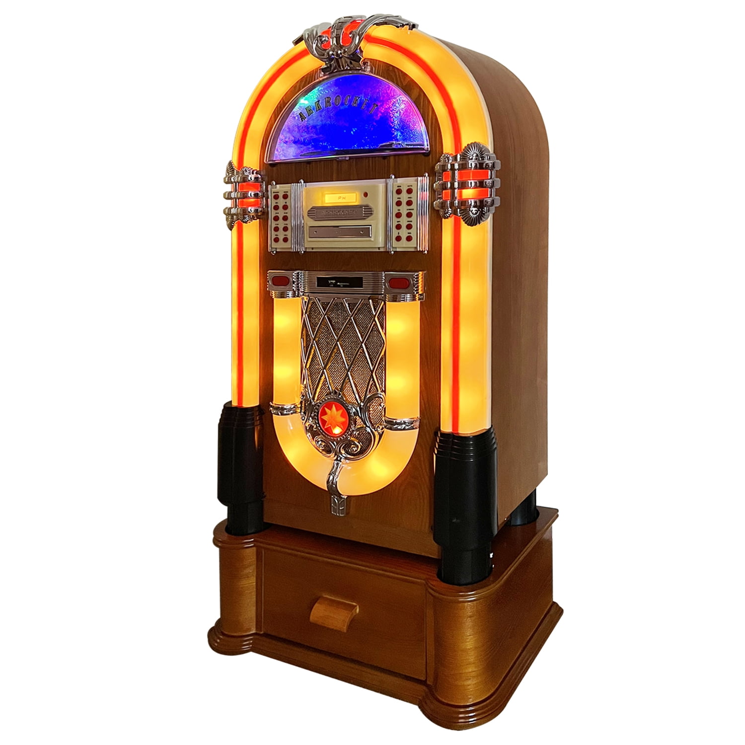 Arkrocket Taurus Retro Bluetooth Jukebox Turntable with CD Player and FM Radio (Beige) ar8sl