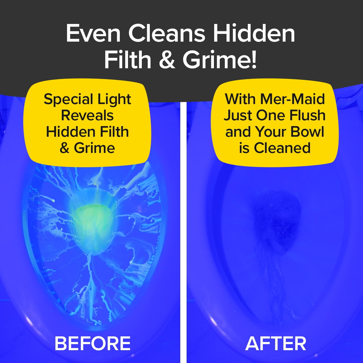 BulbHead Mer-Maid Automatic Toilet Bowl Cleaner, Long-Lasting Stain Remover & Deodorizer (Blue, 1 Pack) huc26