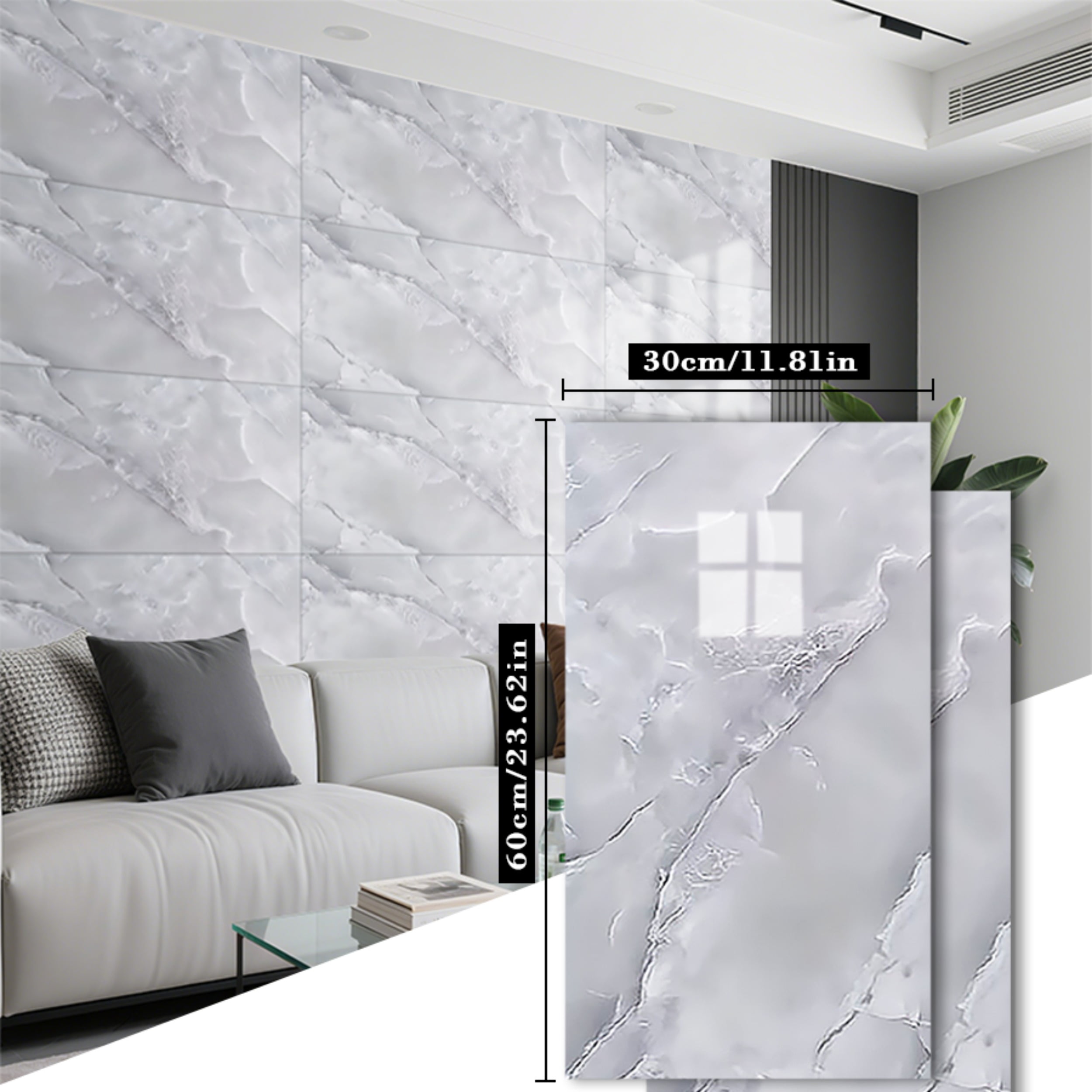 Generic Peel and Stick Wall Panels, Marble Pattern PVC Waterproof Backsplash Tiles for Kitchen and Bathroom (12 in x 12 in, 10 Pack) 60k28