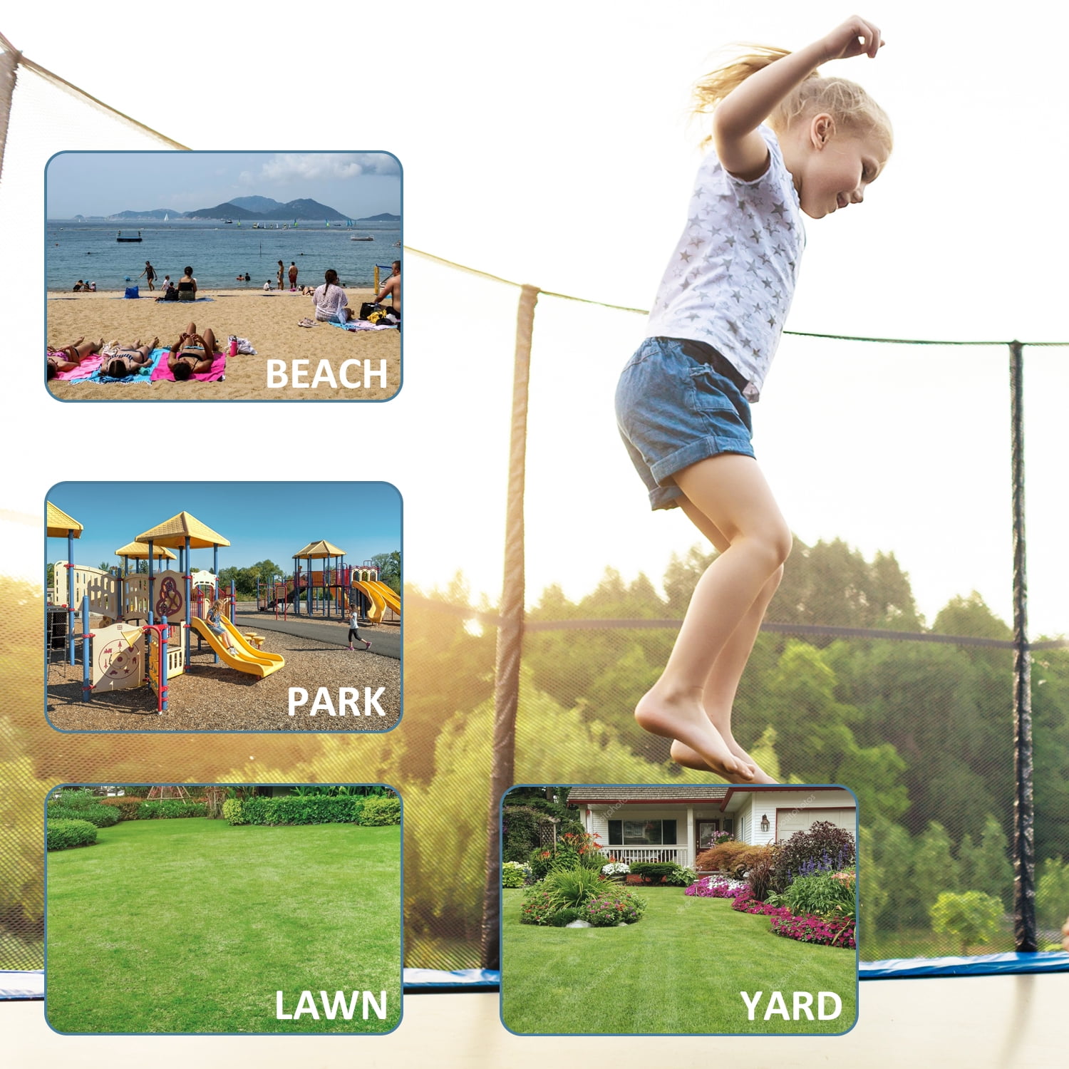 Lacoo 12 FT Outdoor Recreational Trampoline with Safety Enclosure (Blue, 12 ft) cfa6m