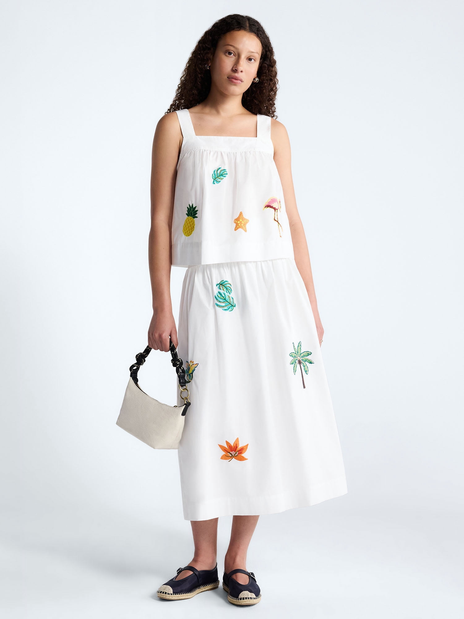 Free Assembly Women's Embroidered Cotton Square Neck Tank Top (White, XS-4X) kbbdf