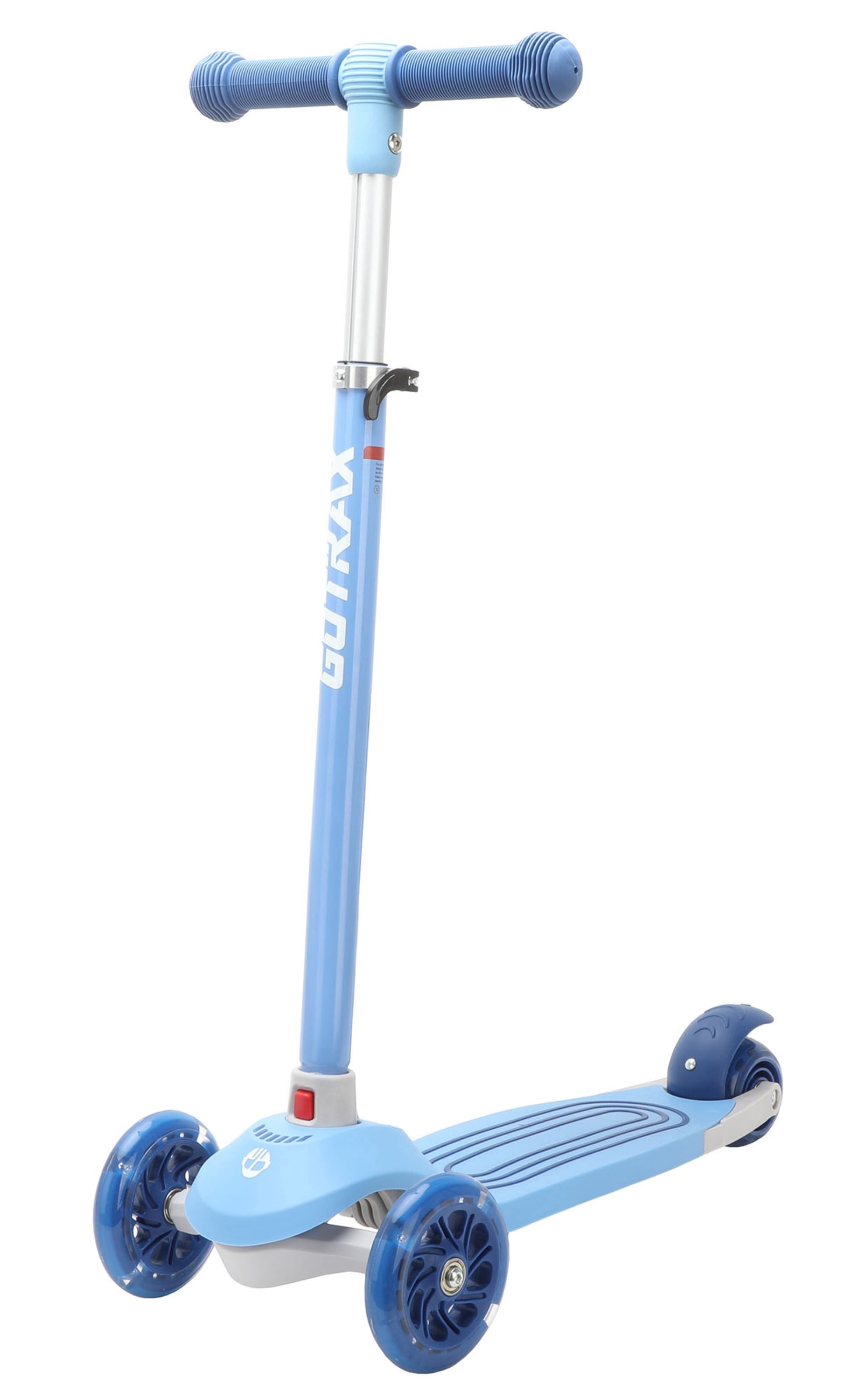 GOTRAX Bobloo 3-Wheel Kick Scooter with LED Light-Up Wheels, Lean-to-Steer Design (Blue, Adjustable Height) 4kda3