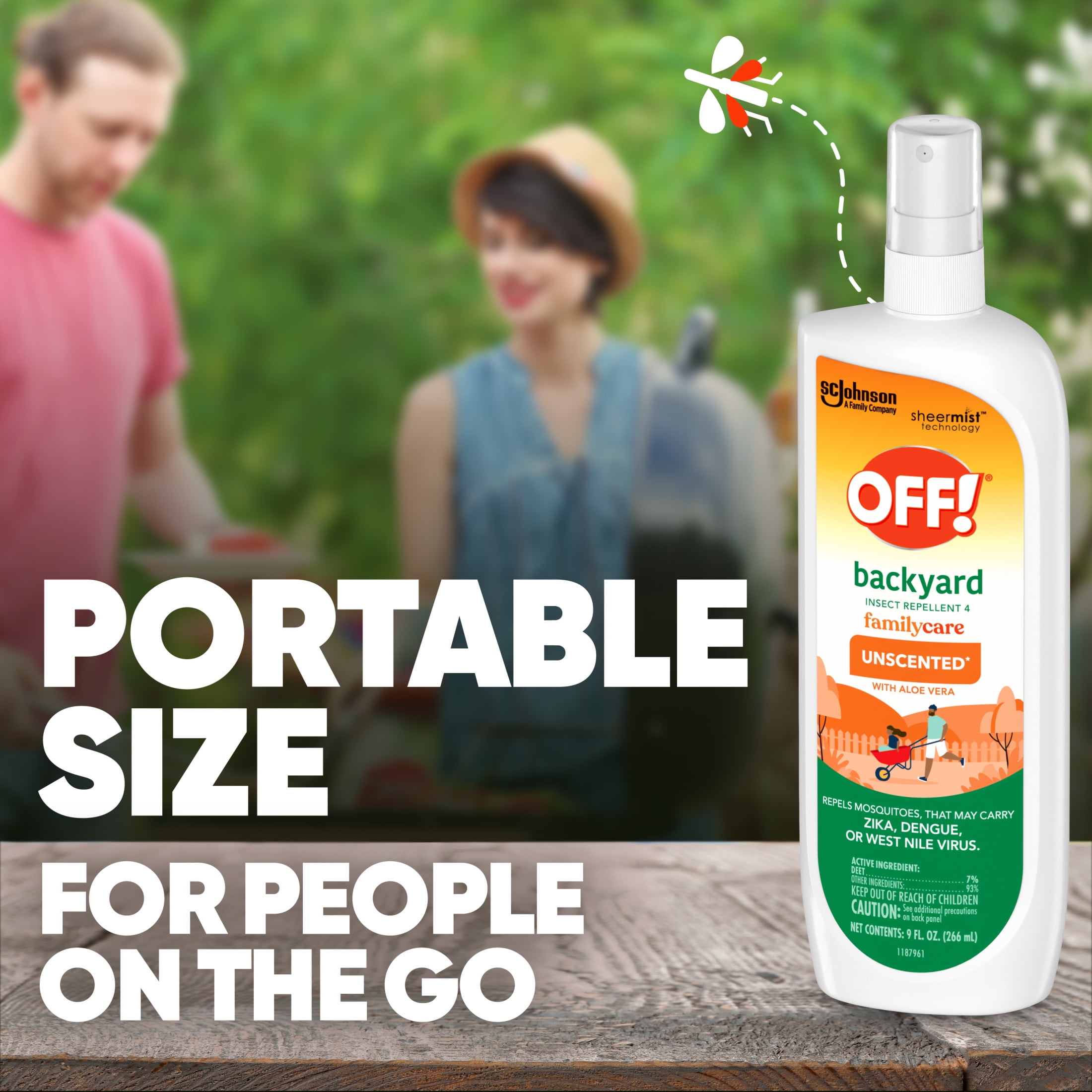 OFF! FamilyCare Insect Repellent, Unscented Mosquito Spray with Aloe Vera (Clear, 9 oz) 6bor5
