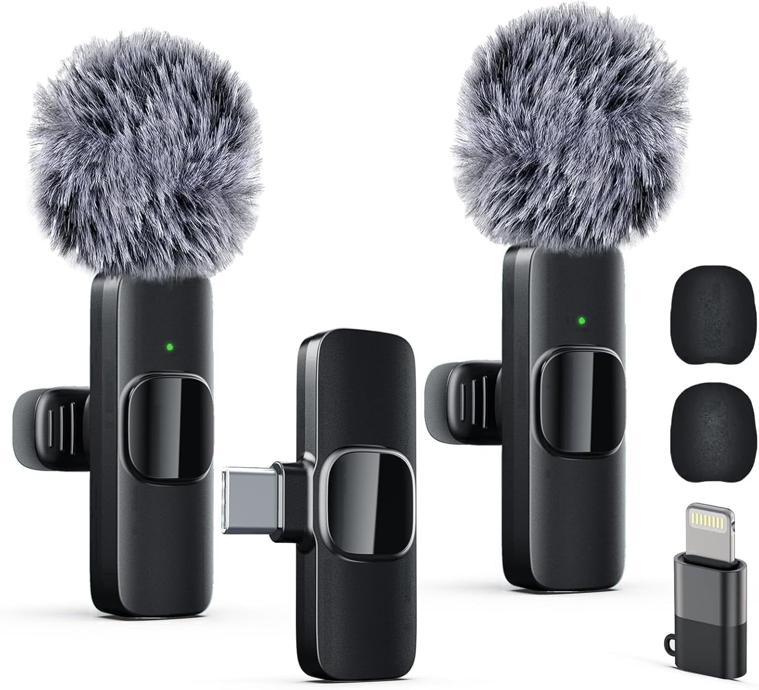 Boyun Daj Wireless Lavalier Microphone System, Noise Canceling Lapel Mic for iPhone and Android (Black, 1 Pack) jq778