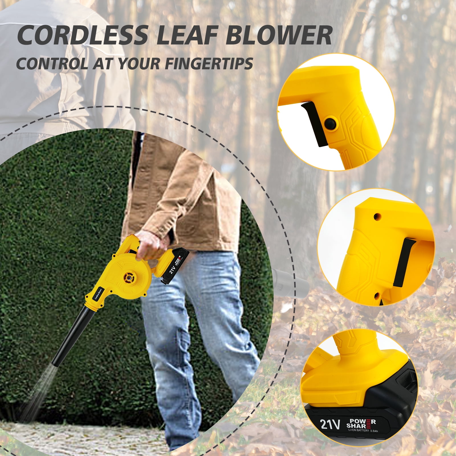 CATGOOD 20V Cordless Mini Leaf Blower and Vacuum, High-Power Electric Handheld Air Blower with 2 Batteries (Black, 2-Pack Battery) govfc