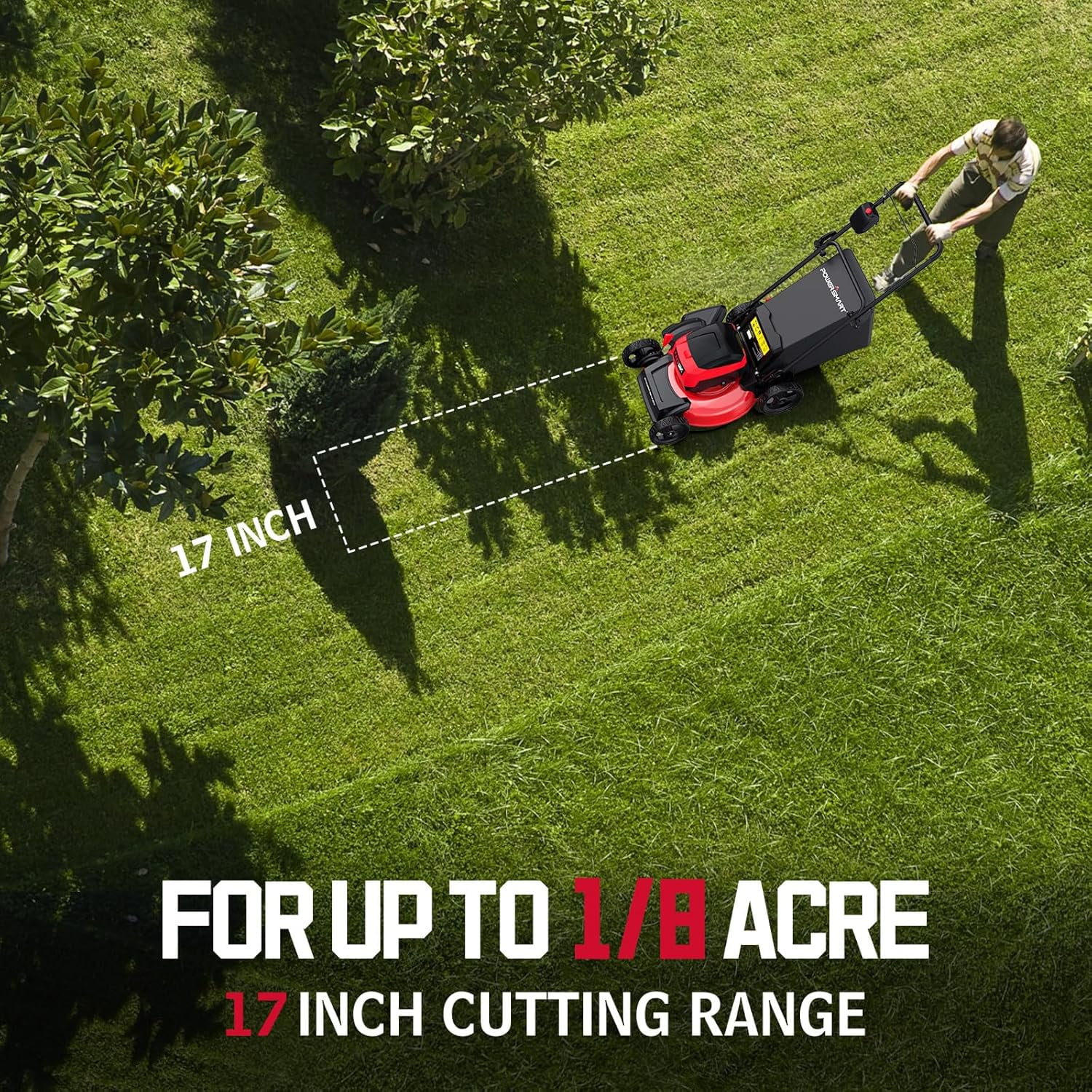 PowerSmart 40V 4.0Ah 17 in Cordless Push Lawn Mower (3-in-1 Mulching, Bagging, Side Discharge) tzlng