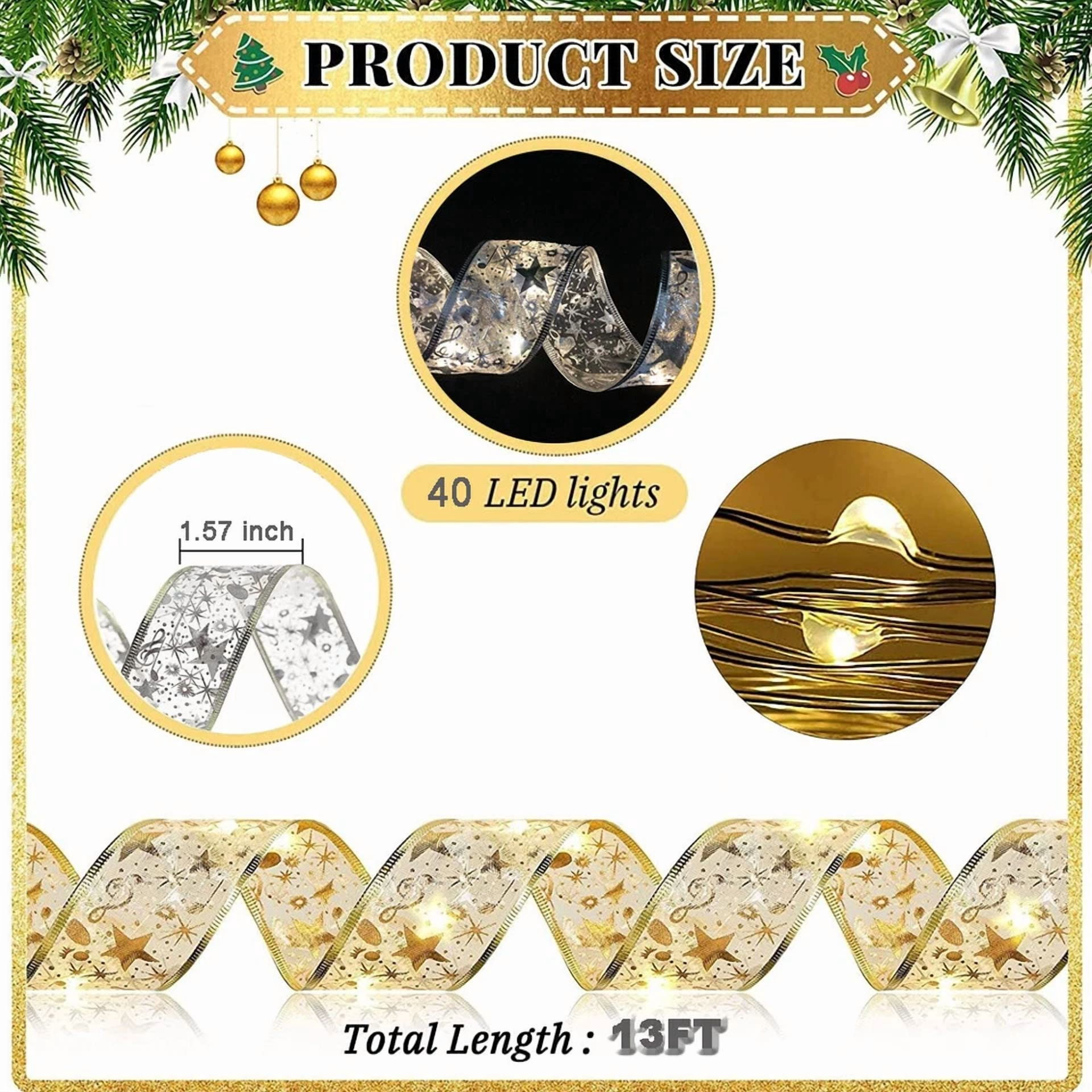 VAULT LED Ribbon Fairy String Lights for Christmas Tree and Gift Wrapping (Warm White, 13 ft) 738if