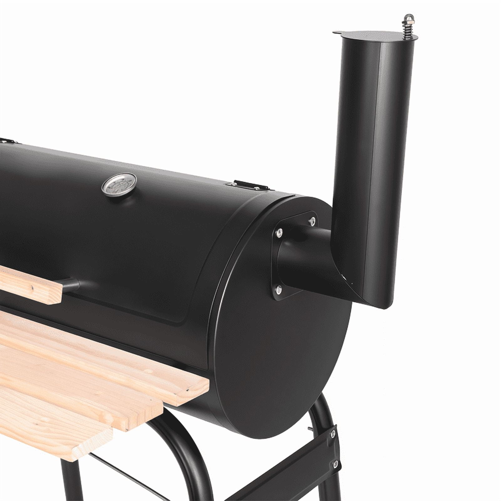 Gundir Charcoal Grill with Offset Smoker, Outdoor BBQ Grill with Thermometer and Adjustable Damper (Black, 44 in) zzc60