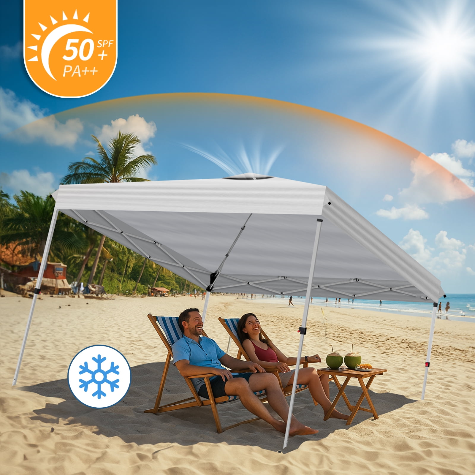 Ktaxon 10x10 Pop Up Canopy Tent with Sidewalls, UPF50+ Outdoor Sun Shade Shelter (White, 10 ft x 10 ft) 6s9a1