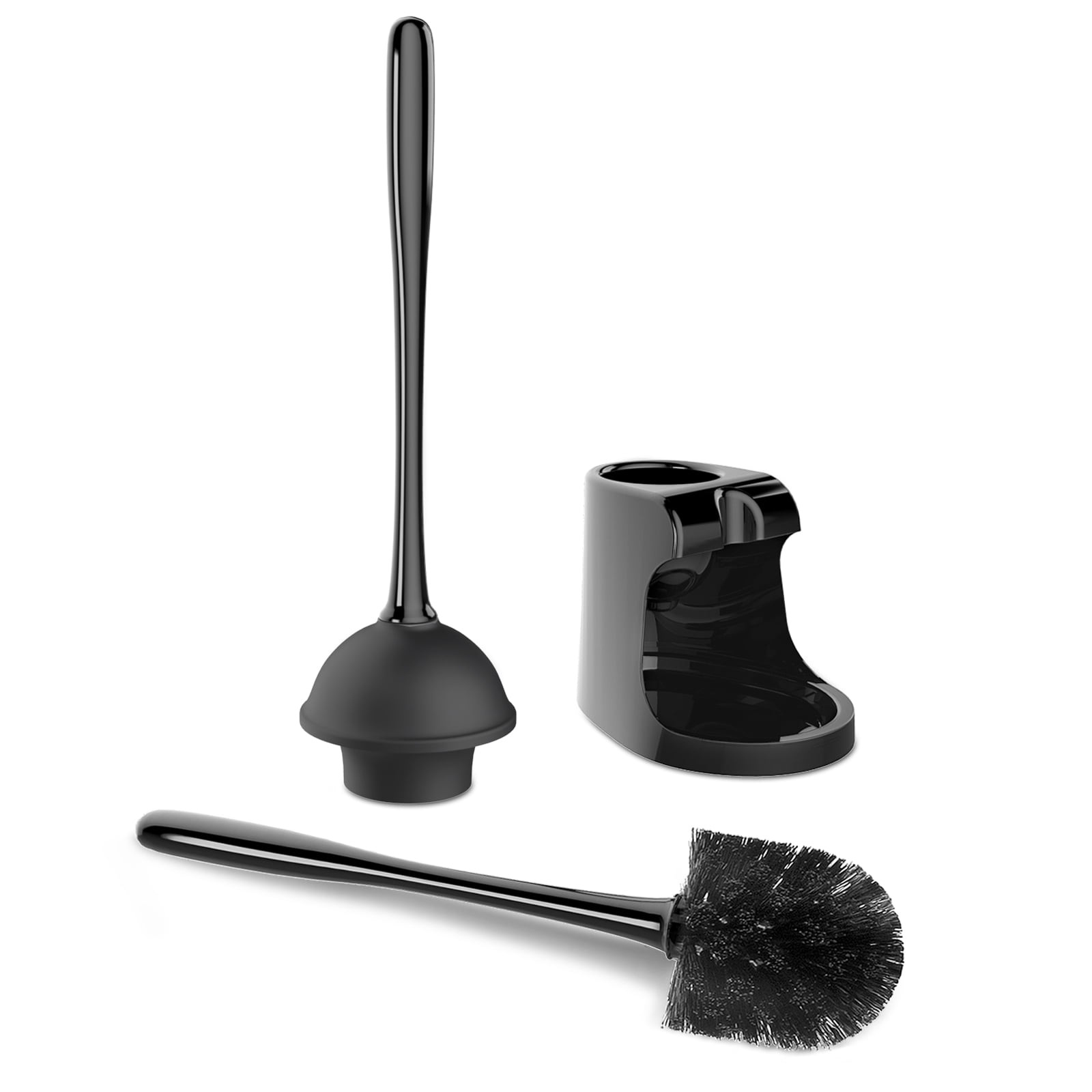 MR.SIGA Toilet Plunger and Bowl Brush Combo, Heavy-Duty Bathroom Cleaning Set (Black, 18.1 in) rdifx