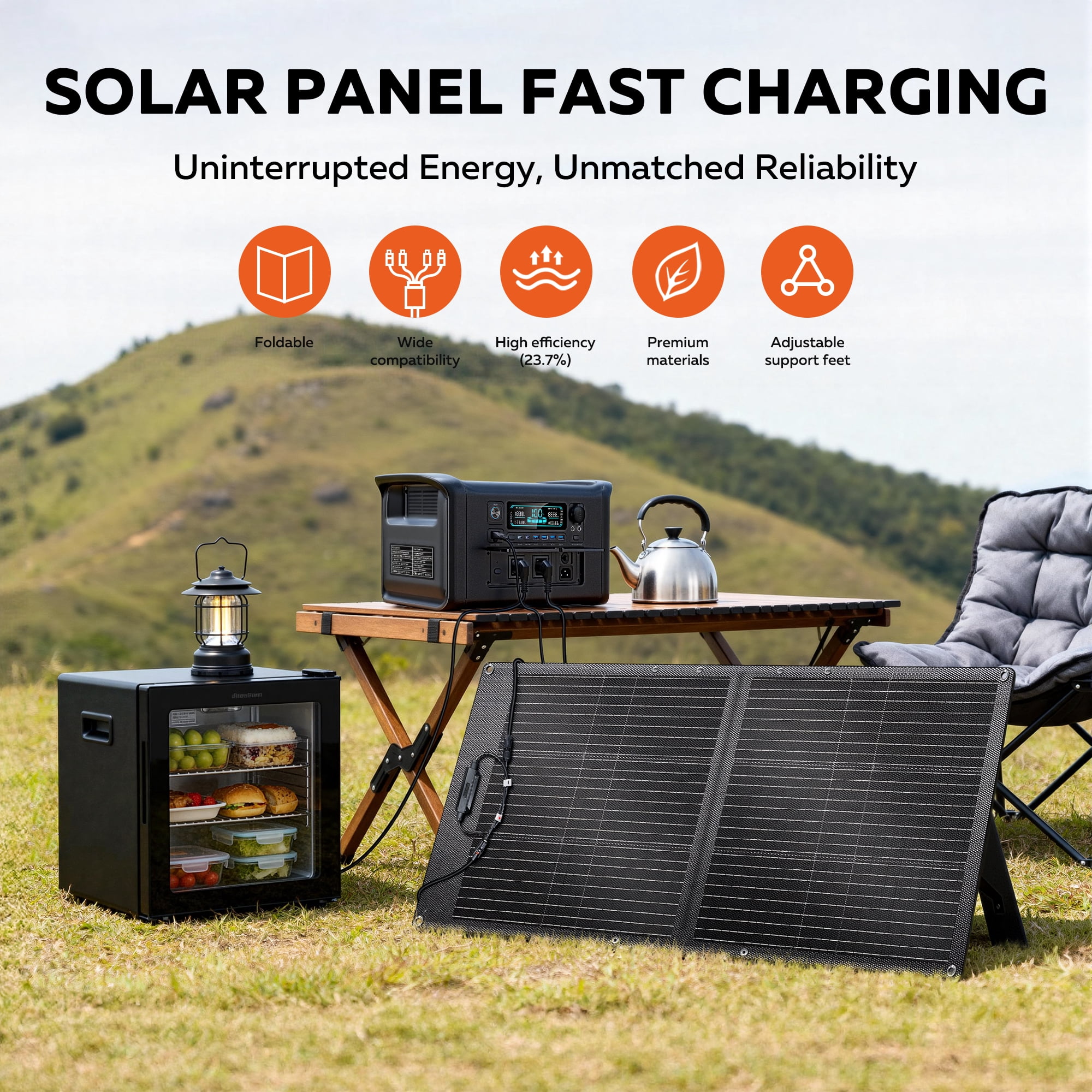 CTOLITY 1600W Portable Power Station with 100W Foldable Solar Panel (Black, 1024Wh) rfnhn