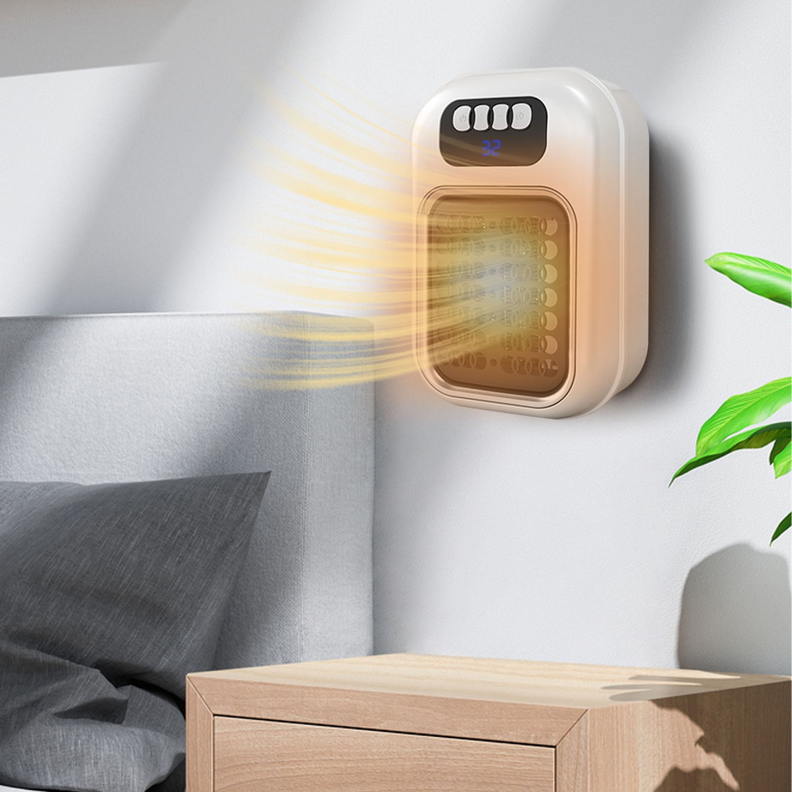 Banzch Electric Space Heater for Indoor Use, Compact Wall Outlet Plug-in Heater with Adjustable Thermostat and Quiet Operation (White, 1 Unit) 6tbsb