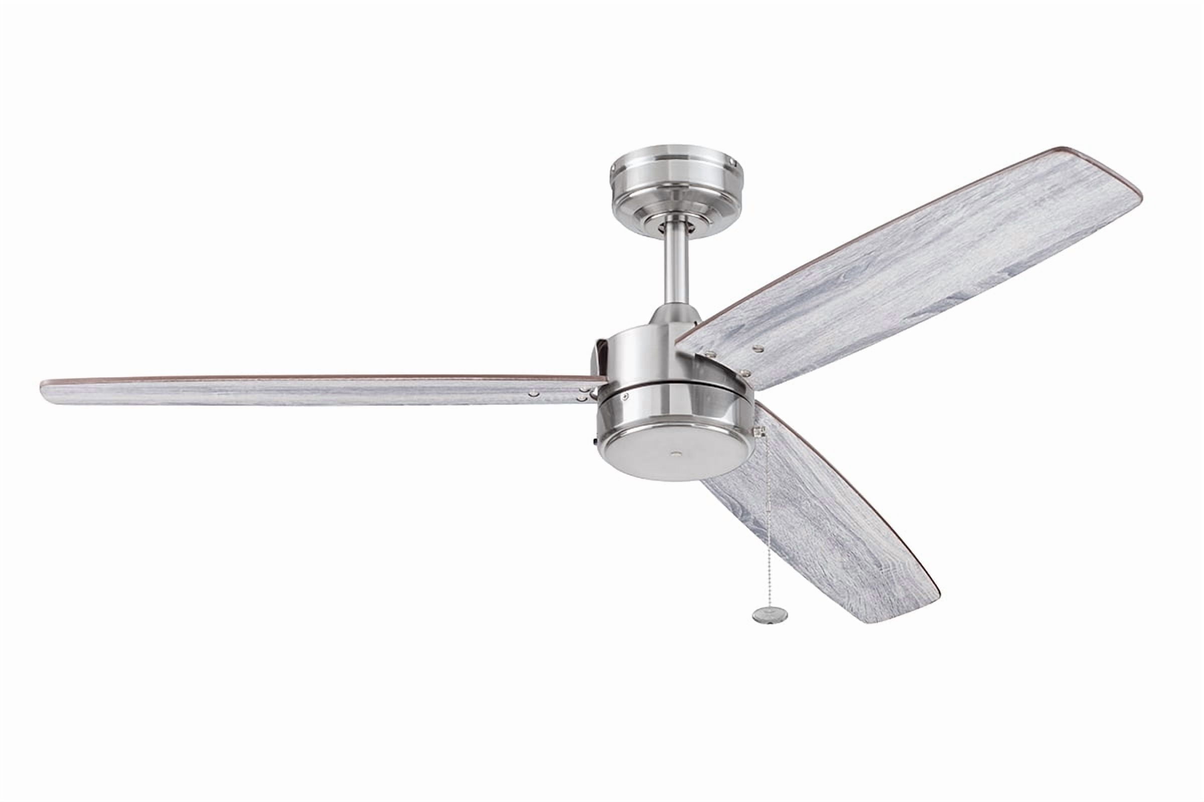 Better Homes & Gardens 52-inch Indoor/Outdoor Ceiling Fan with 3 Blades and Reverse Airflow (Satin Nickel, 52-inch) unlxa