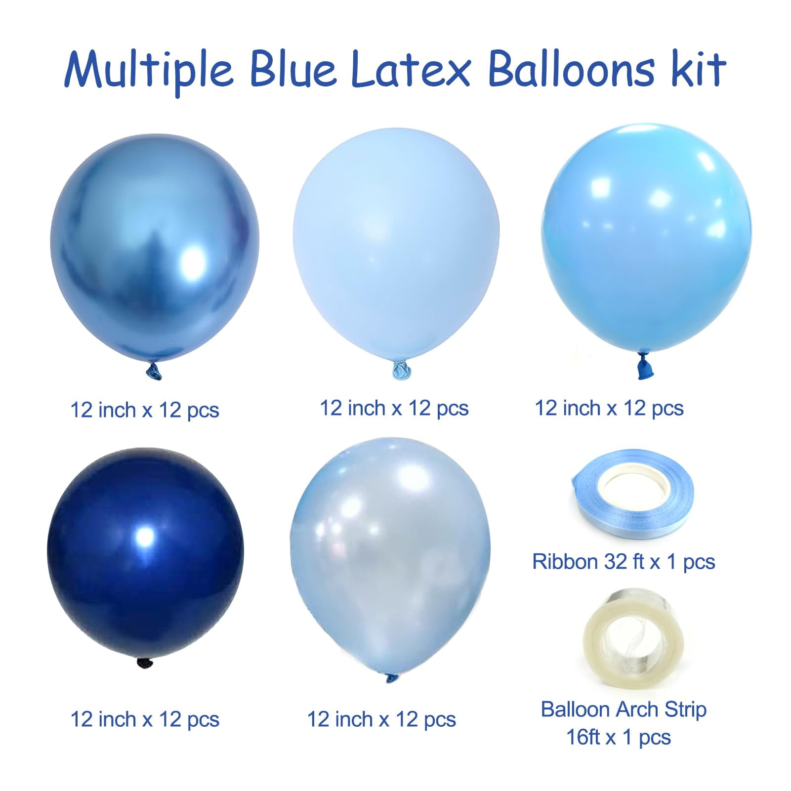 AUCLAY 60Pcs Metallic Navy Blue Latex Balloon Kit for Party Decorations (12 in) xzlzs