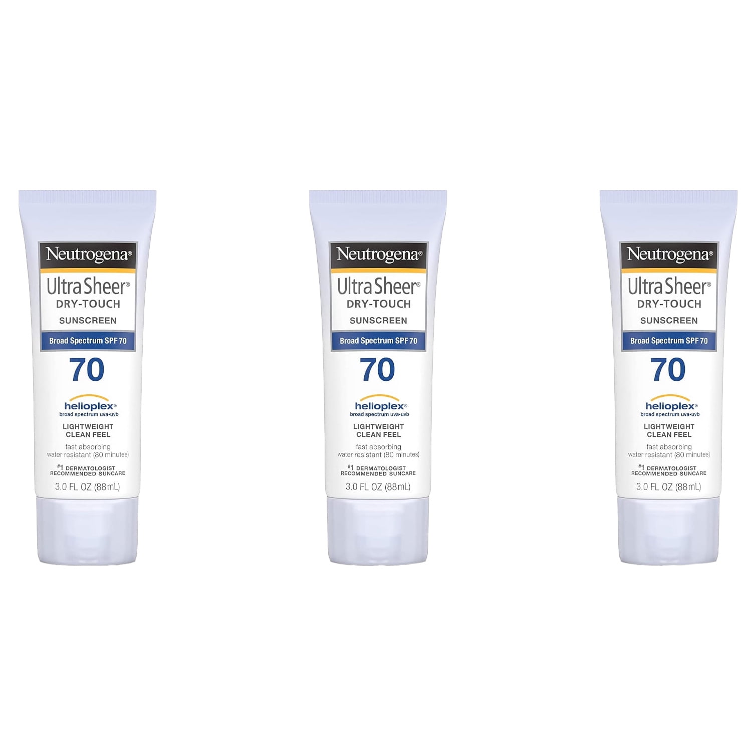 Neutrogena Ultra Sheer Dry-Touch Sunscreen SPF 70 Broad Spectrum Protection (White, 3 oz, 3 Pack) mwhvp
