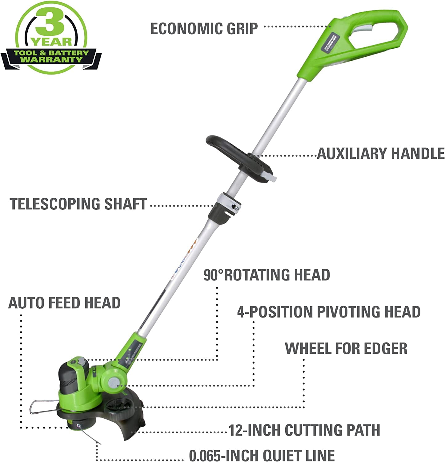 Greenworks 24V 12 in Cordless String Trimmer and Leaf Blower Combo Kit (Green, 2Ah Battery and Charger Included) po016