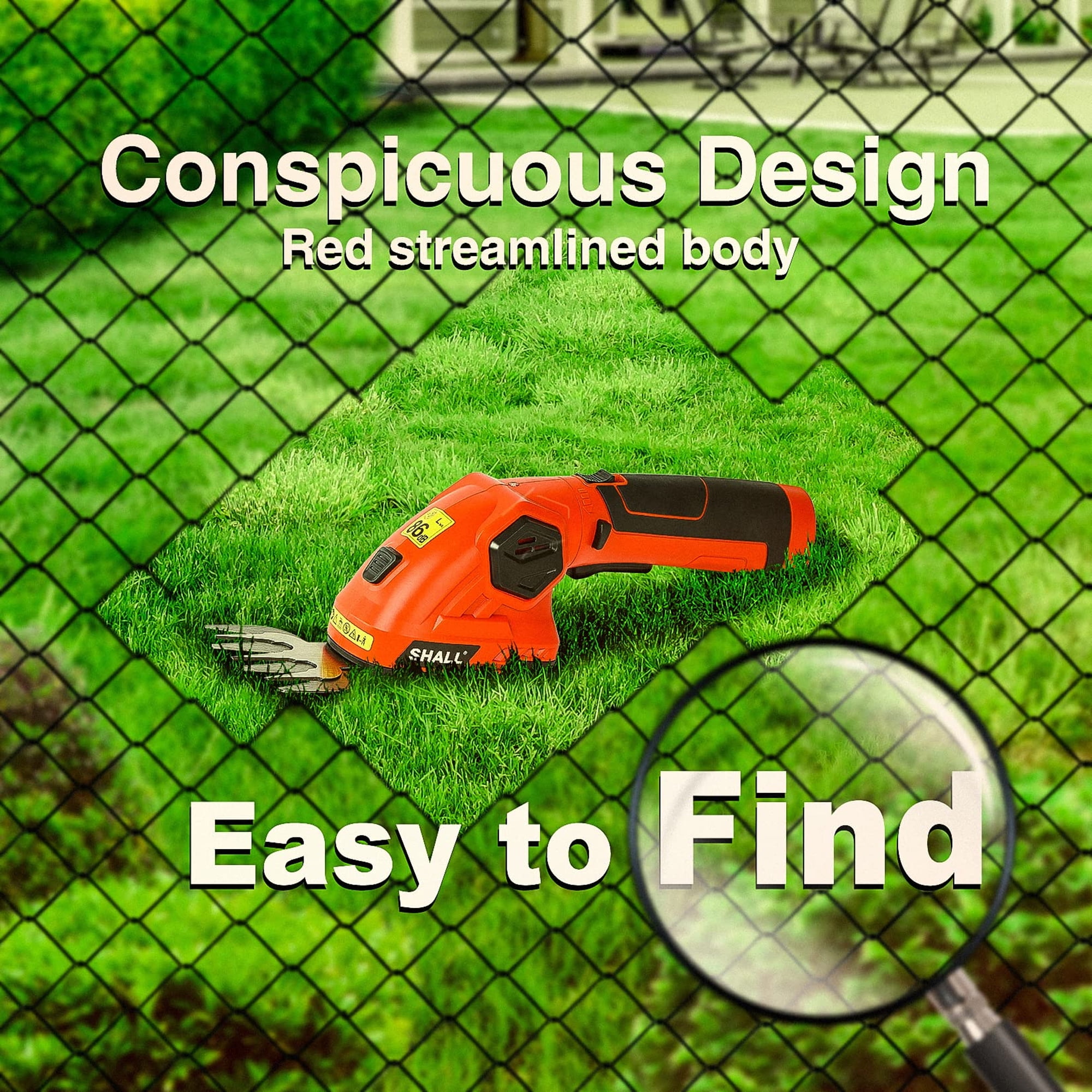 SHALL Cordless Hedge Trimmer and Grass Shear 2-in-1 Electric Garden Tool (1.5 lb) 2aopy