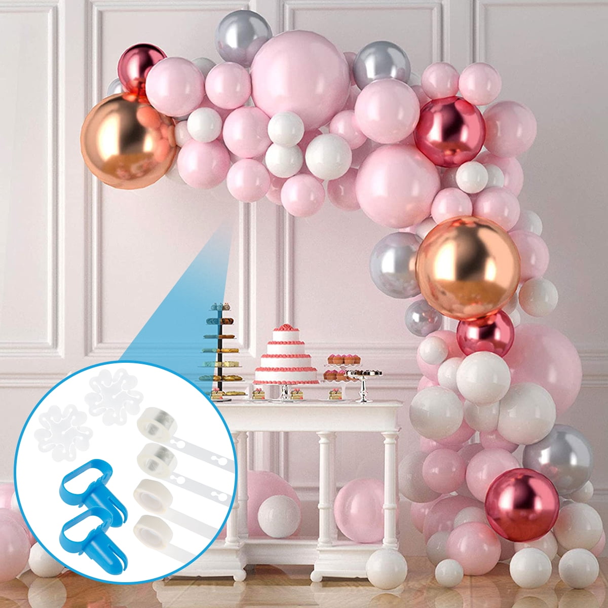 Vensio Electric Balloon Pump Dual Nozzle Inflator for Party Arch Garland Kit (Rose Red, 1 Unit) 8p346