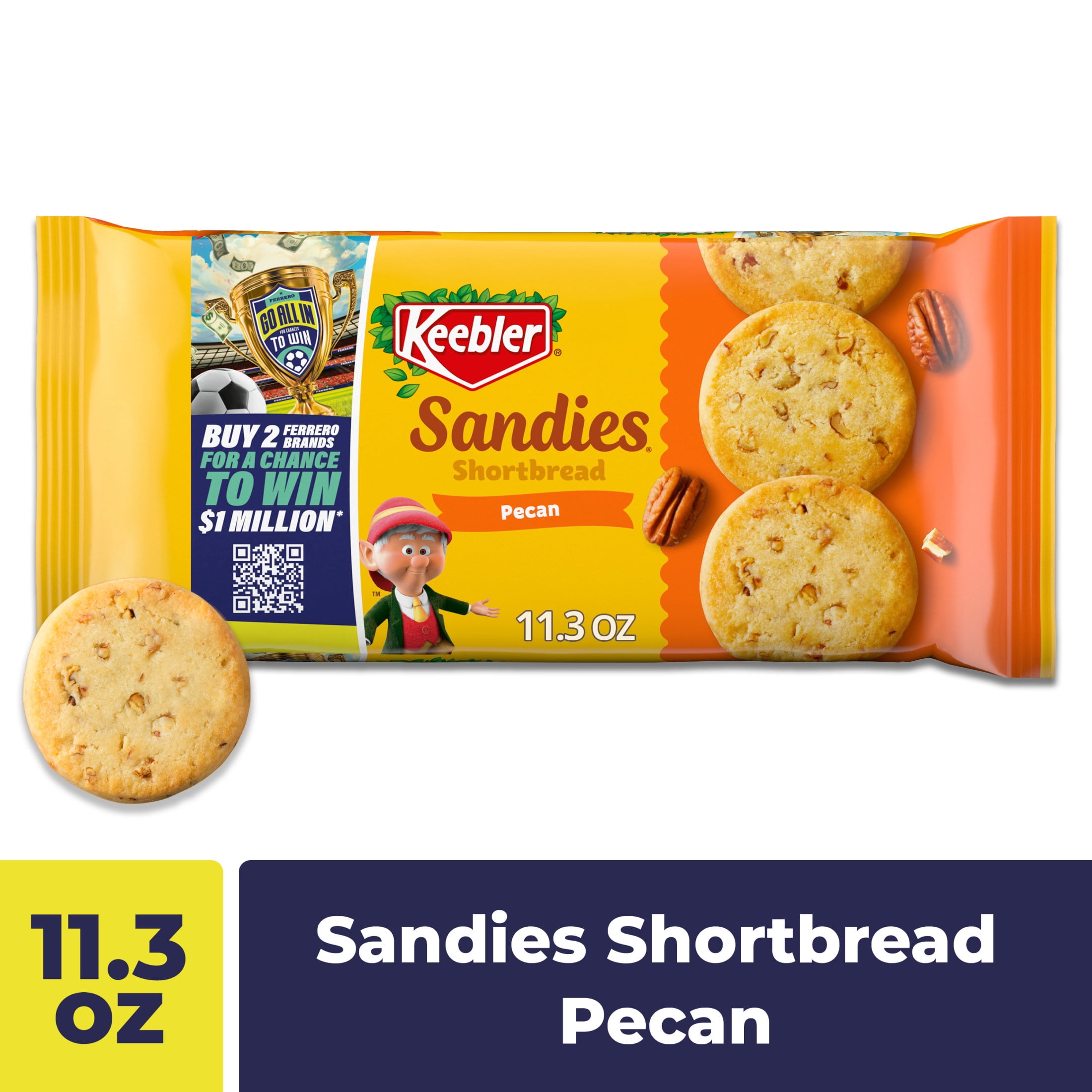 Keebler Sandies Pecan Shortbread Cookies, Rich Buttery Flavor with Crunchy Pecans (11.3 oz) qh2kp