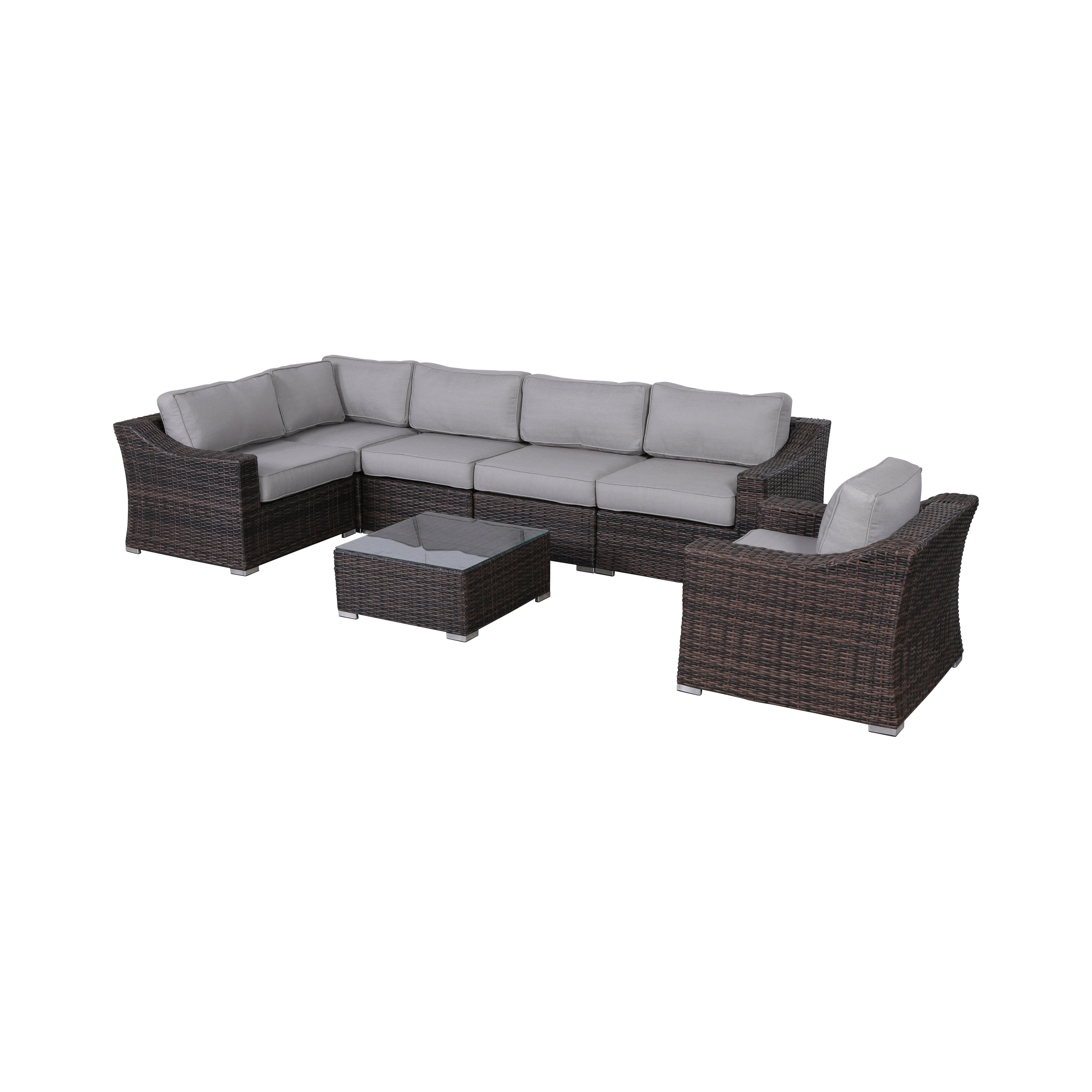 Living Source International Wicker Rattan 5-Person Outdoor Seating Group with Cushions (Espresso, 5-Piece Set) zbh72