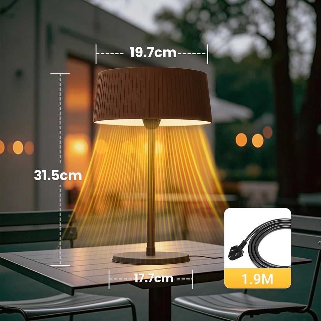 Advwin Electric Patio Heater, Infrared Tabletop Space Heater with Tip-Over Protection (Black, 1500W) 1rw5h