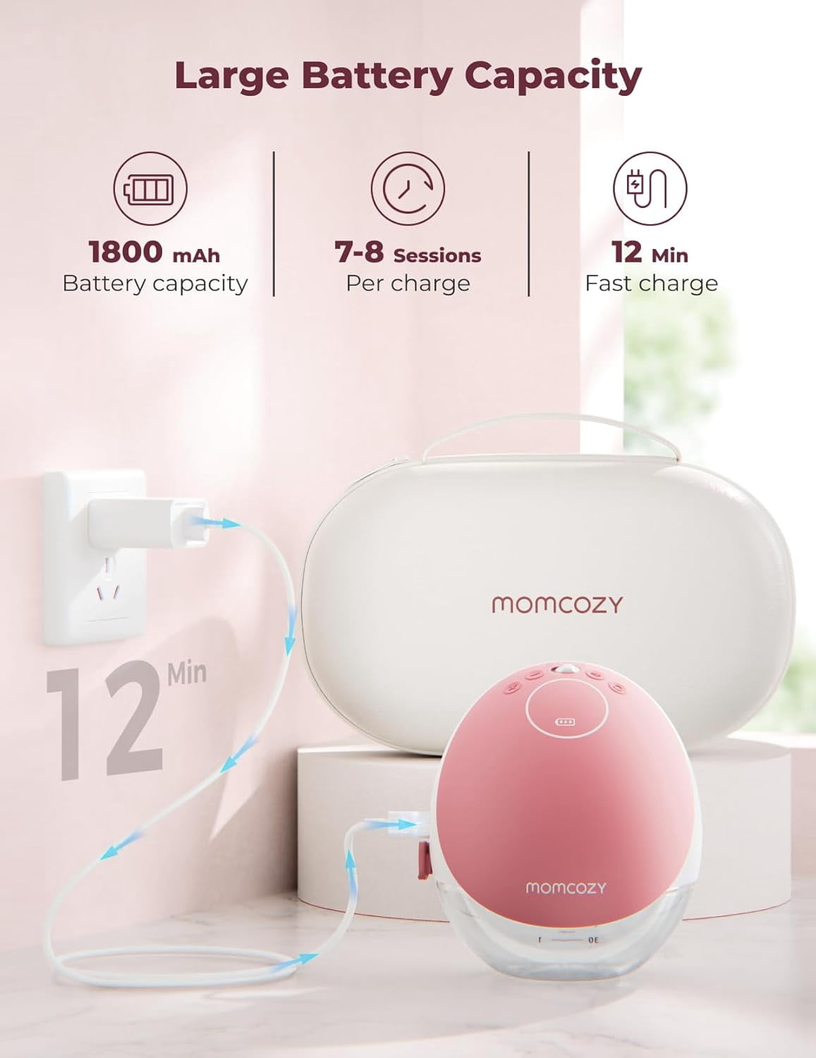 Momcozy M9 Hands-Free Wearable Breast Pump, App-Controlled Portable Milk Extractor (Cozy Red, 2 Pack, 5.07 fl oz) zs18a