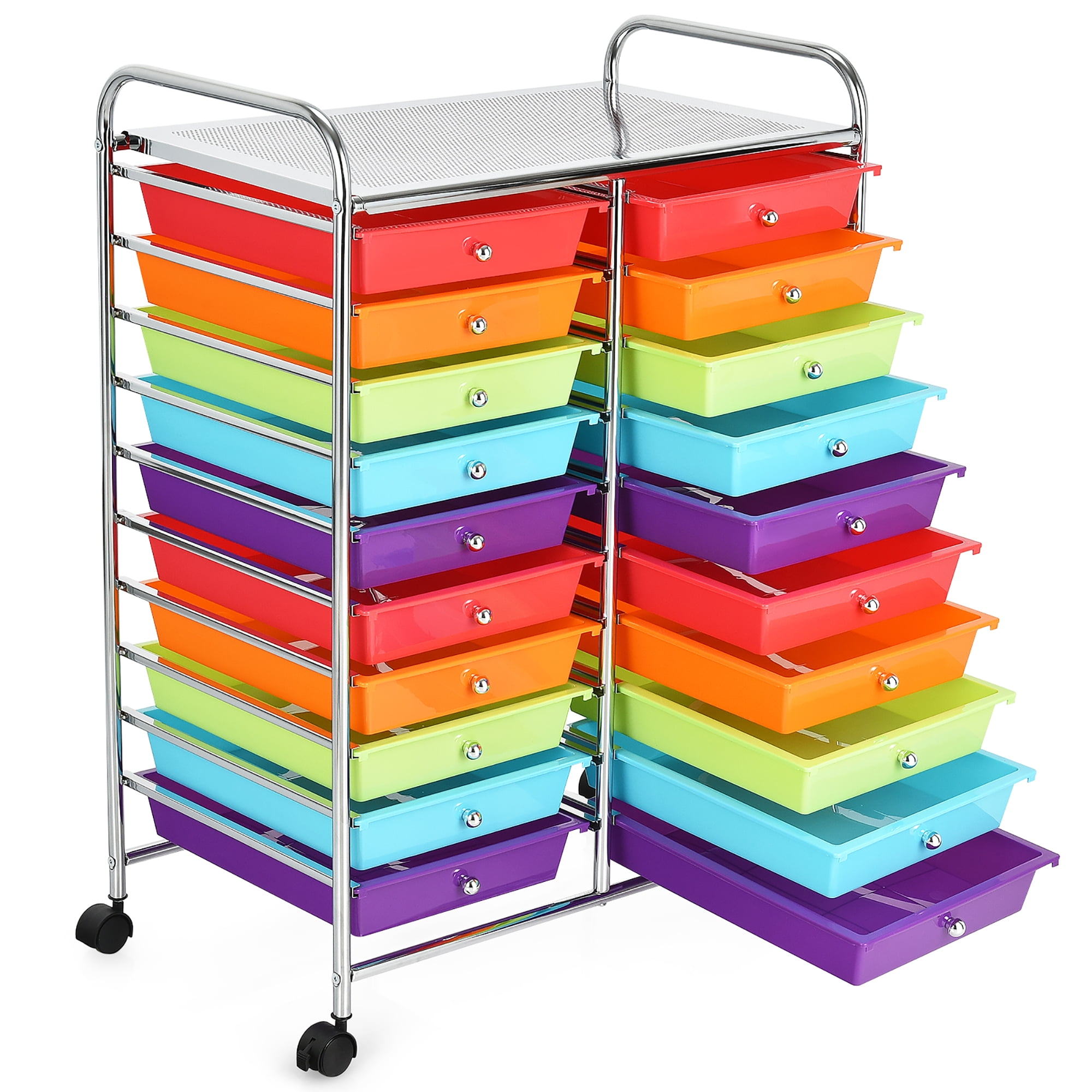 Costway 20 Drawer Rolling Storage Cart Organizer for Office Crafts and Tools (Multicolor, 20 Drawers) g1zft