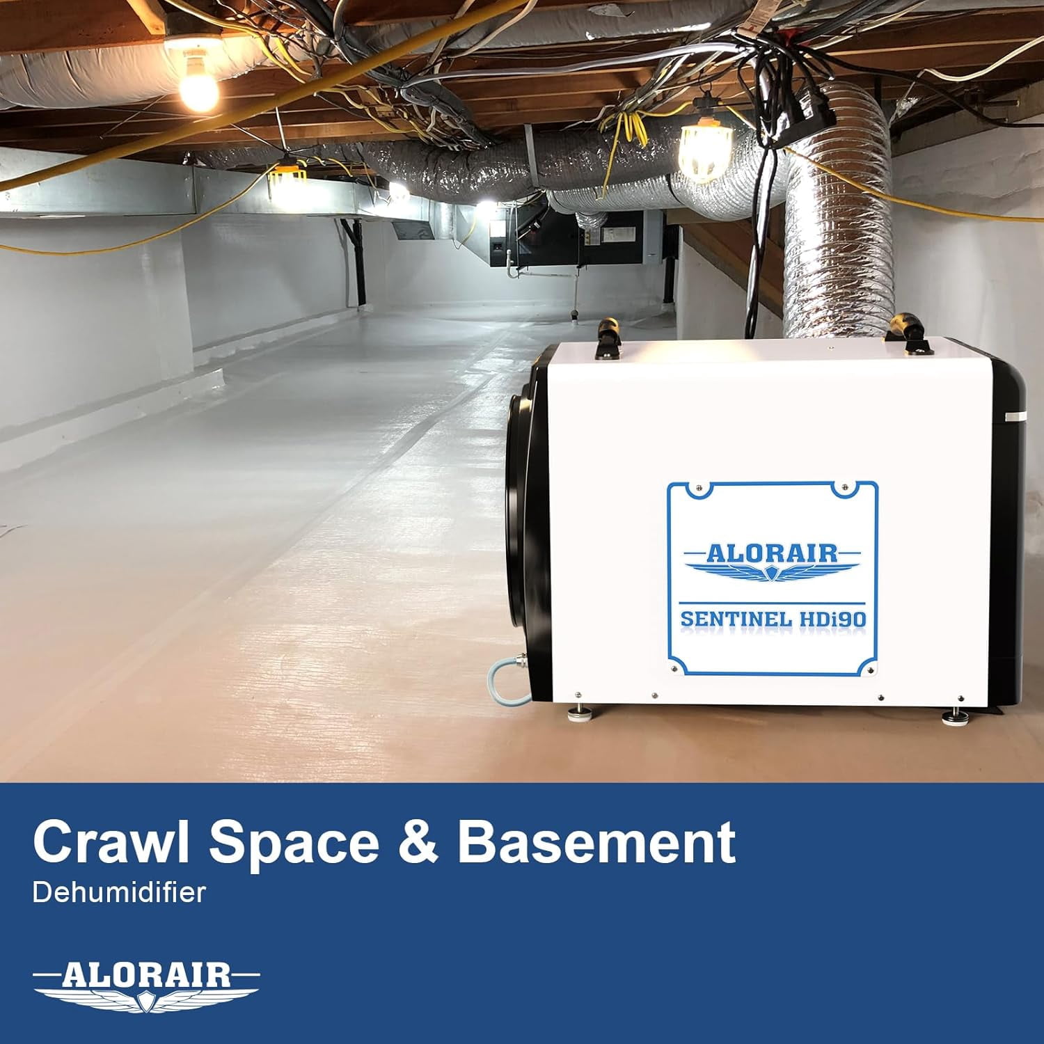 AlorAir Commercial Dehumidifier for Basement and Crawl Space with Built-in Pump and Drain Hose (White, 198 PPD) heqtw
