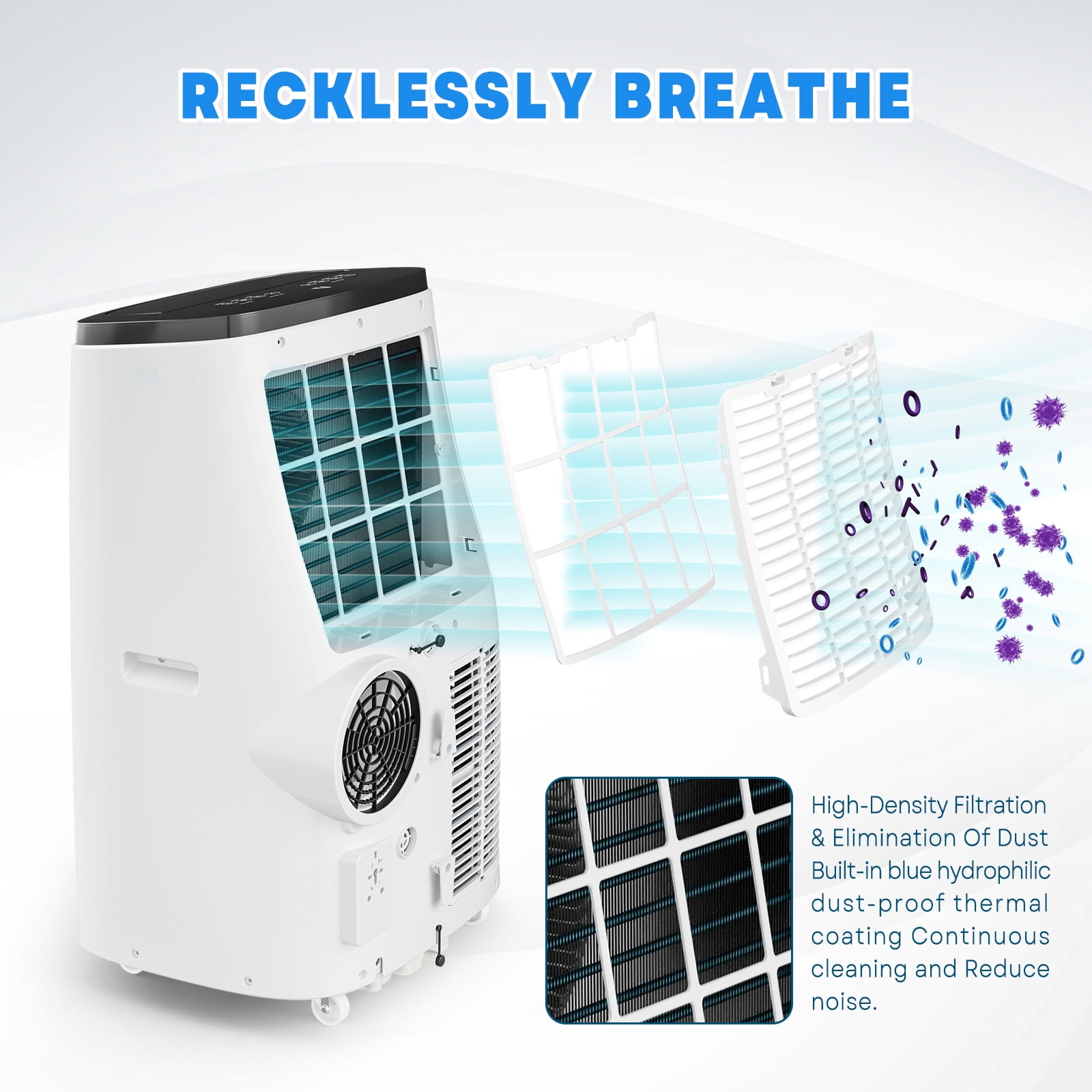 Towallmark Portable Air Conditioner 14000 BTU 4-in-1 Cooling Dehumidifier Fan Unit for Rooms up to 700 sq. ft. (Black) o9ivr