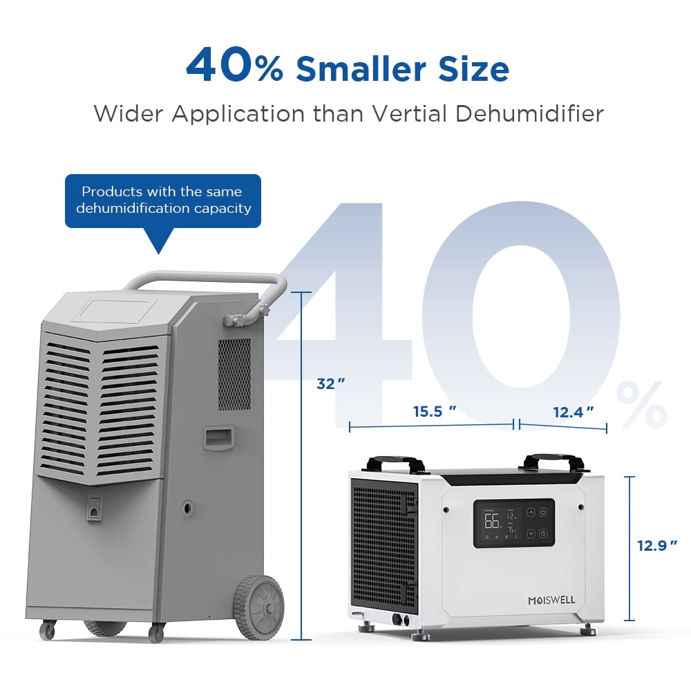 Moiswell 70 Pints Commercial Dehumidifier with Built-in Pump for Crawlspace (Black, 1000 Sq. Ft.) 3l0fp