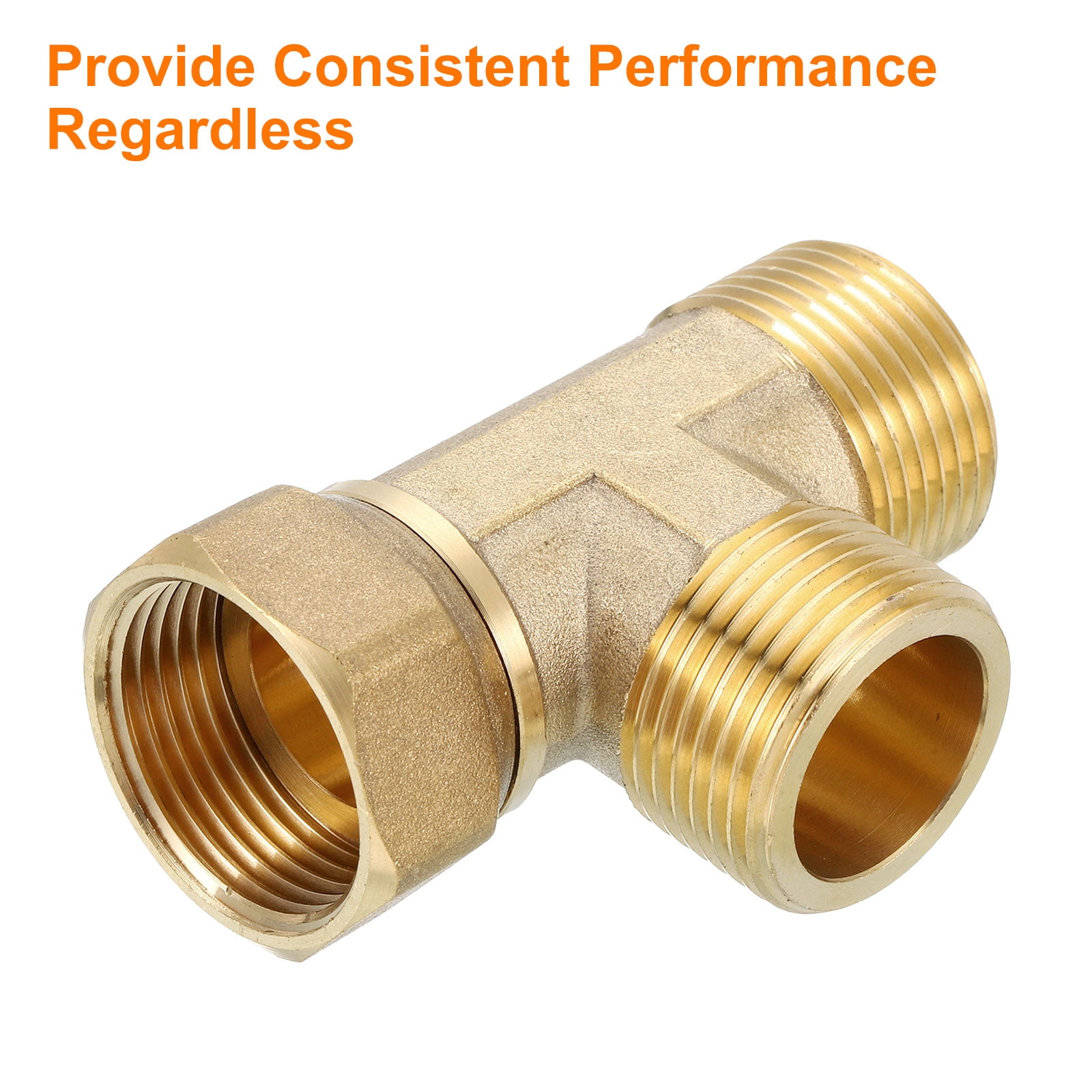 Uxcell Brass Tee Swivel Pipe Fitting, 3-Way T-Connector, Female x Male x Male (3/4 in) krdkc